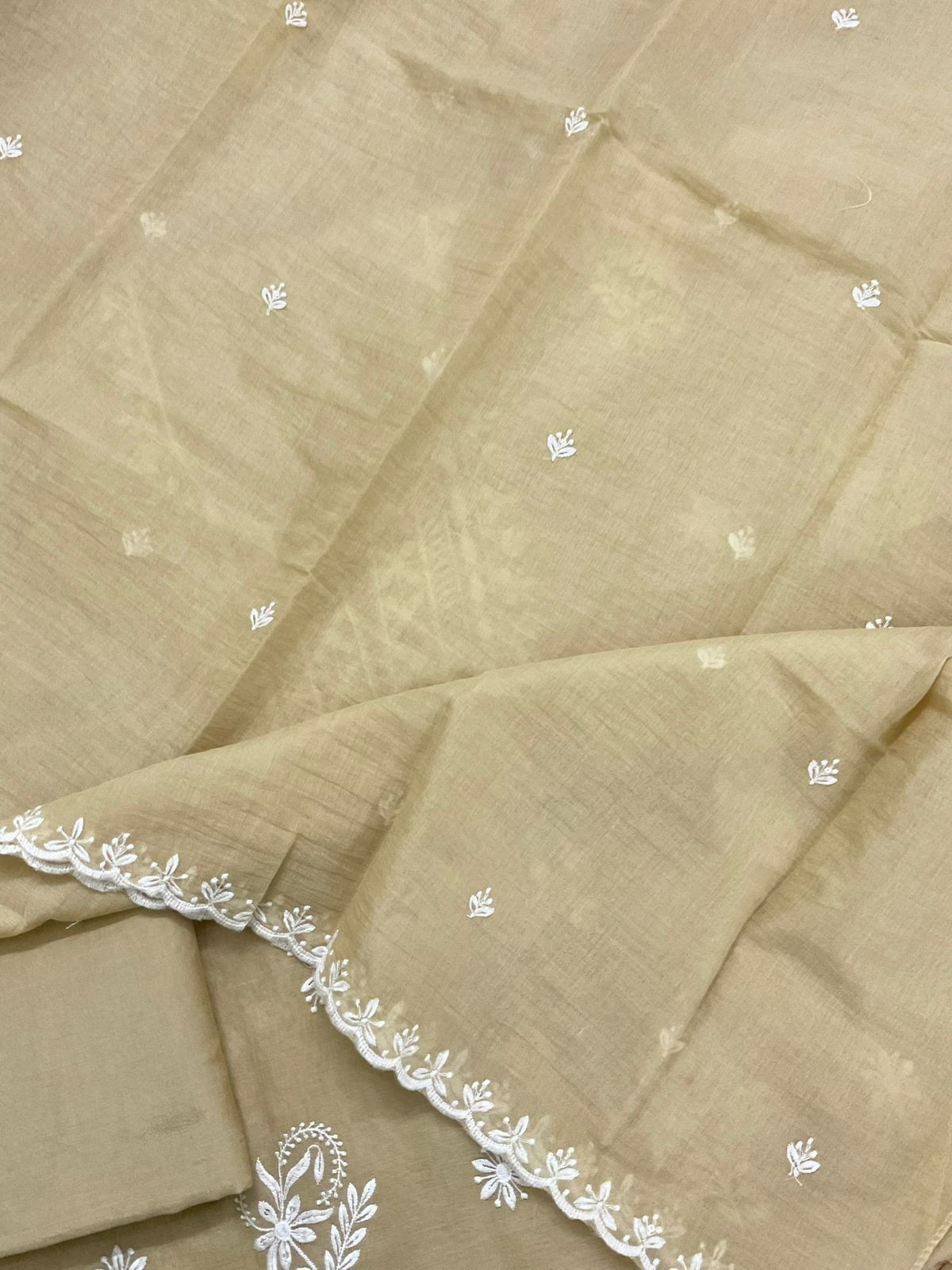 Soft Chanderi Embroidered Suit - Yellow