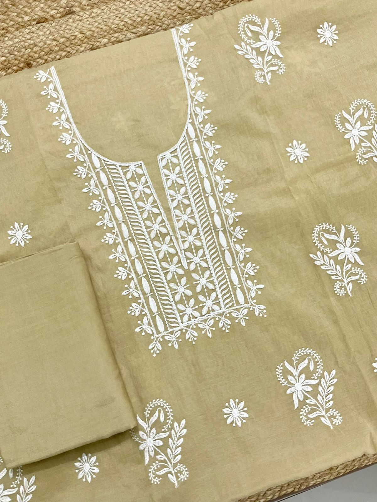 Soft Chanderi Embroidered Suit - Yellow
