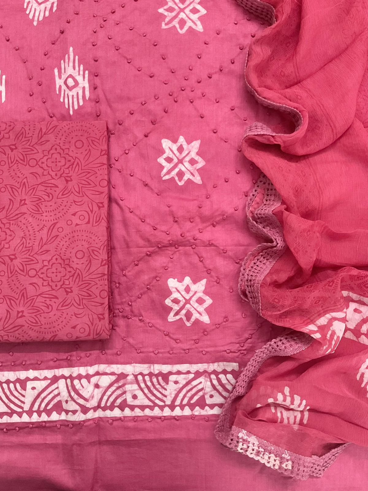 Pure Jaam Cotton Printed Embroidered Suit - Pink