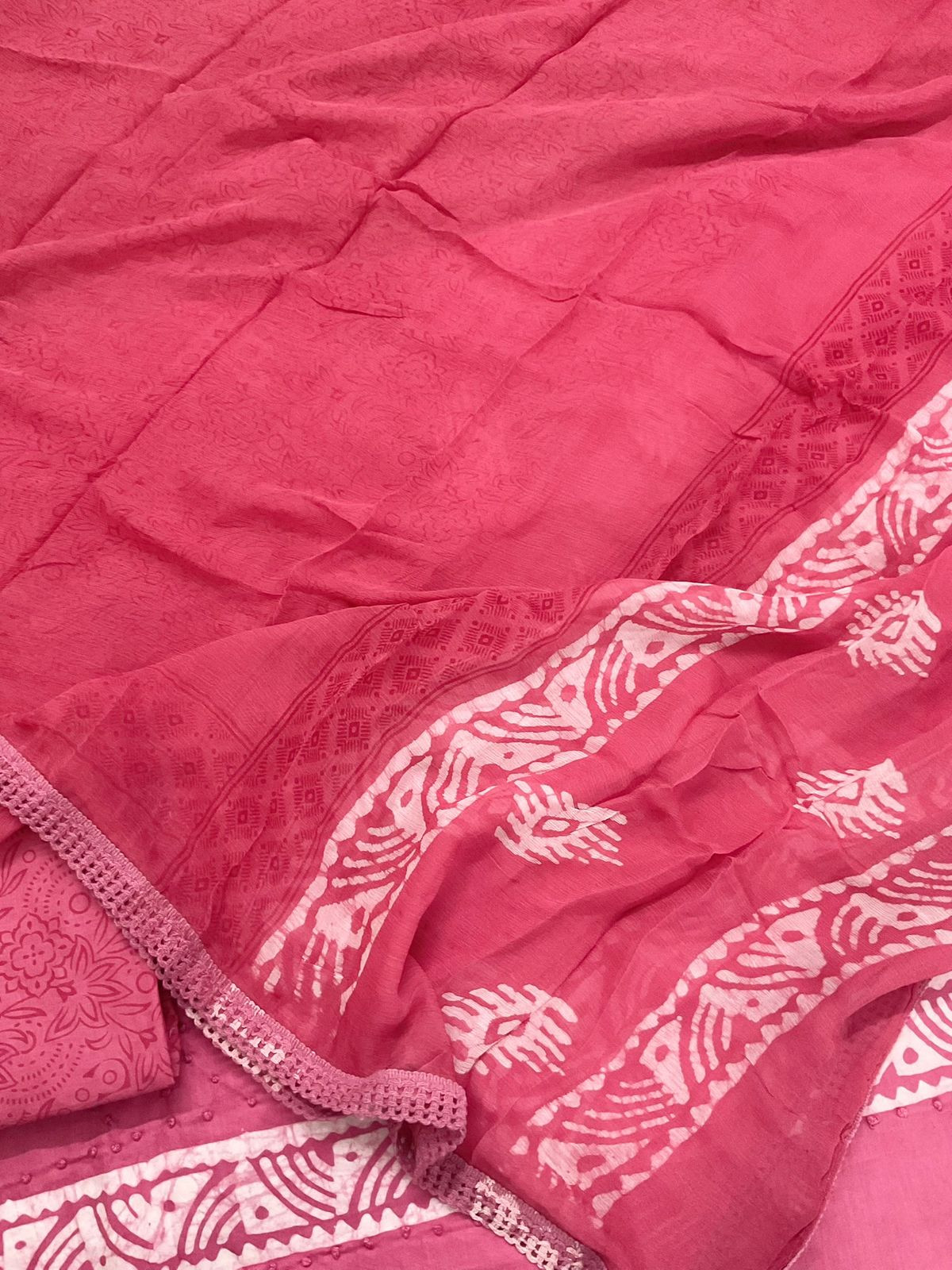 Pure Jaam Cotton Printed Embroidered Suit - Pink