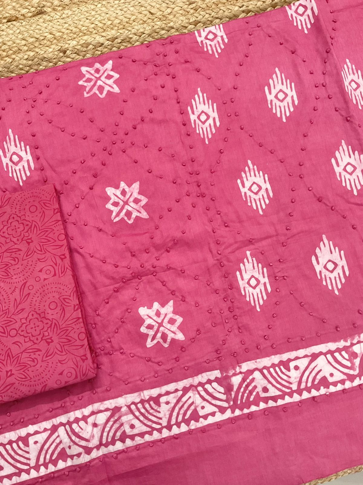 Pure Jaam Cotton Printed Embroidered Suit - Pink