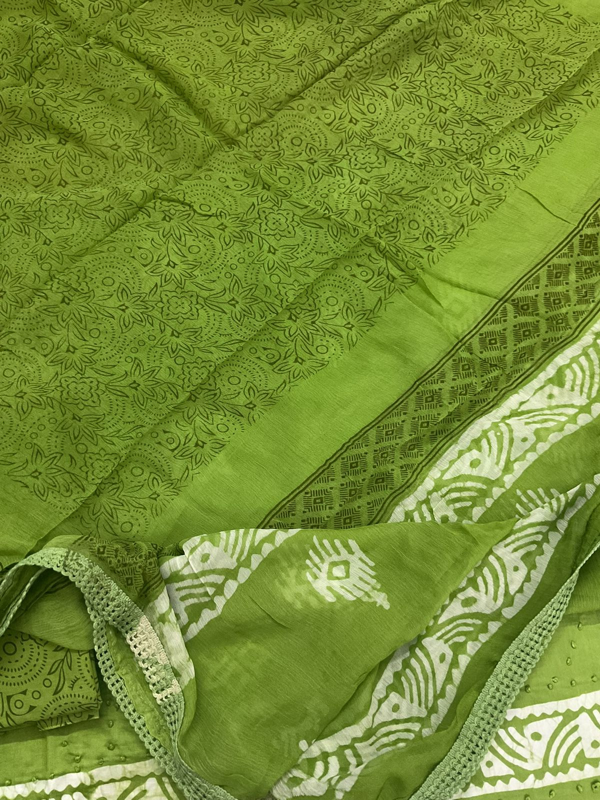 Pure Jaam Cotton Printed Embroidered Suit - Green