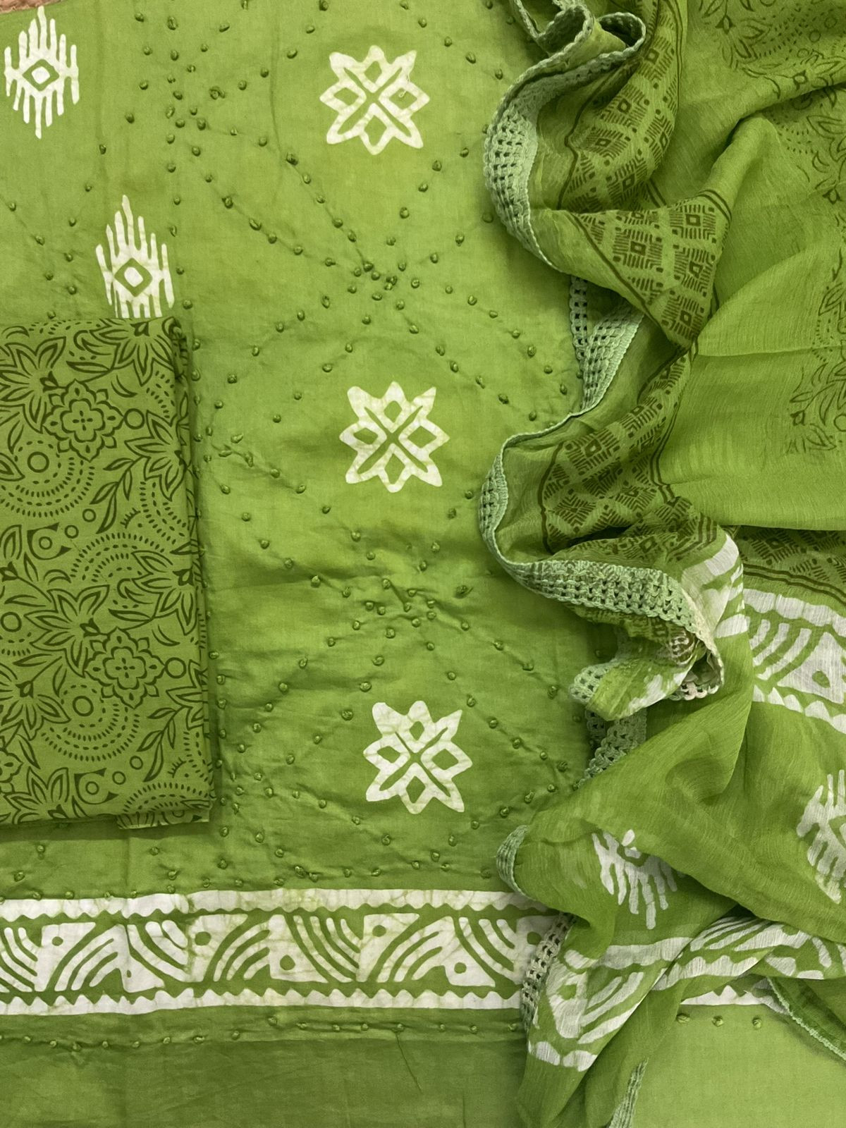 Pure Jaam Cotton Printed Embroidered Suit - Green