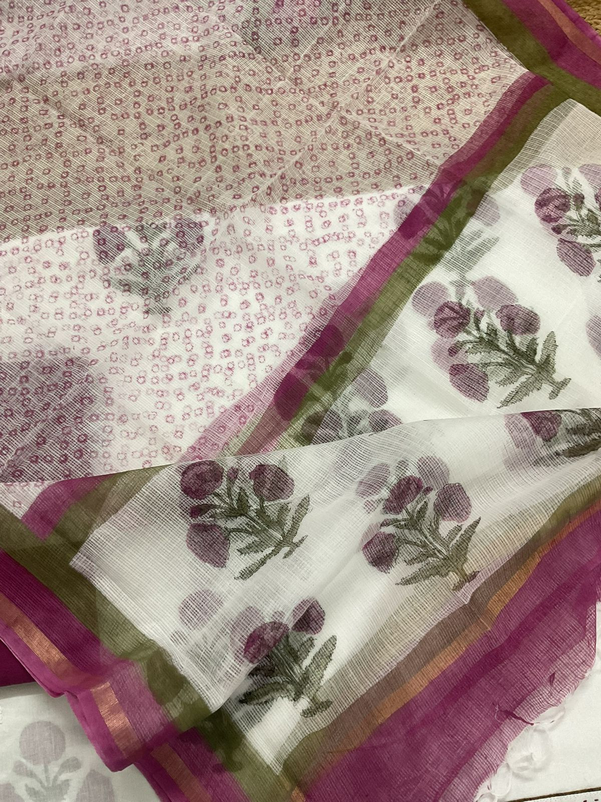 Pure Cotton Printed Embroidered Suit - White