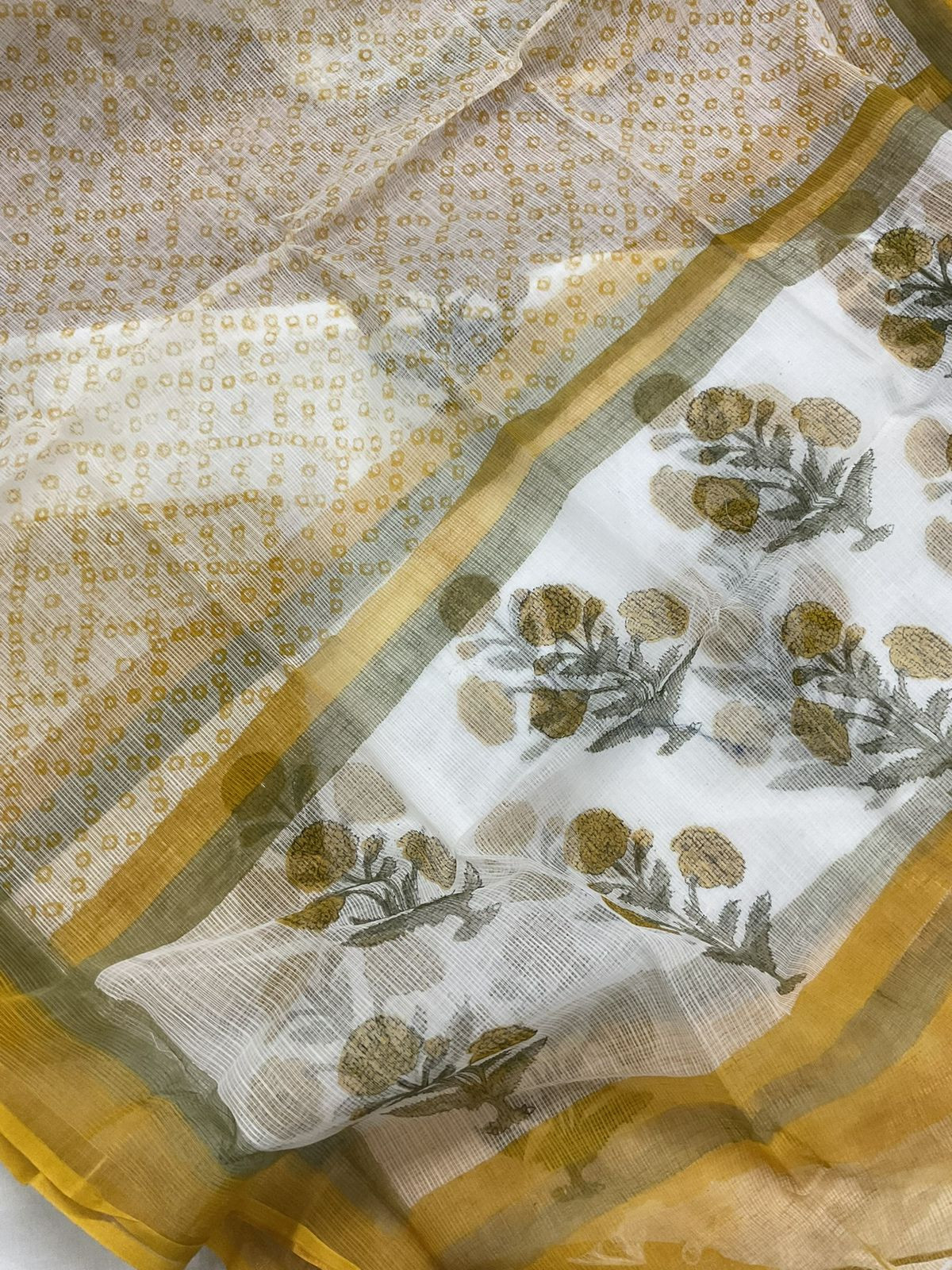 Pure Cotton Printed Embroidered Suit - White