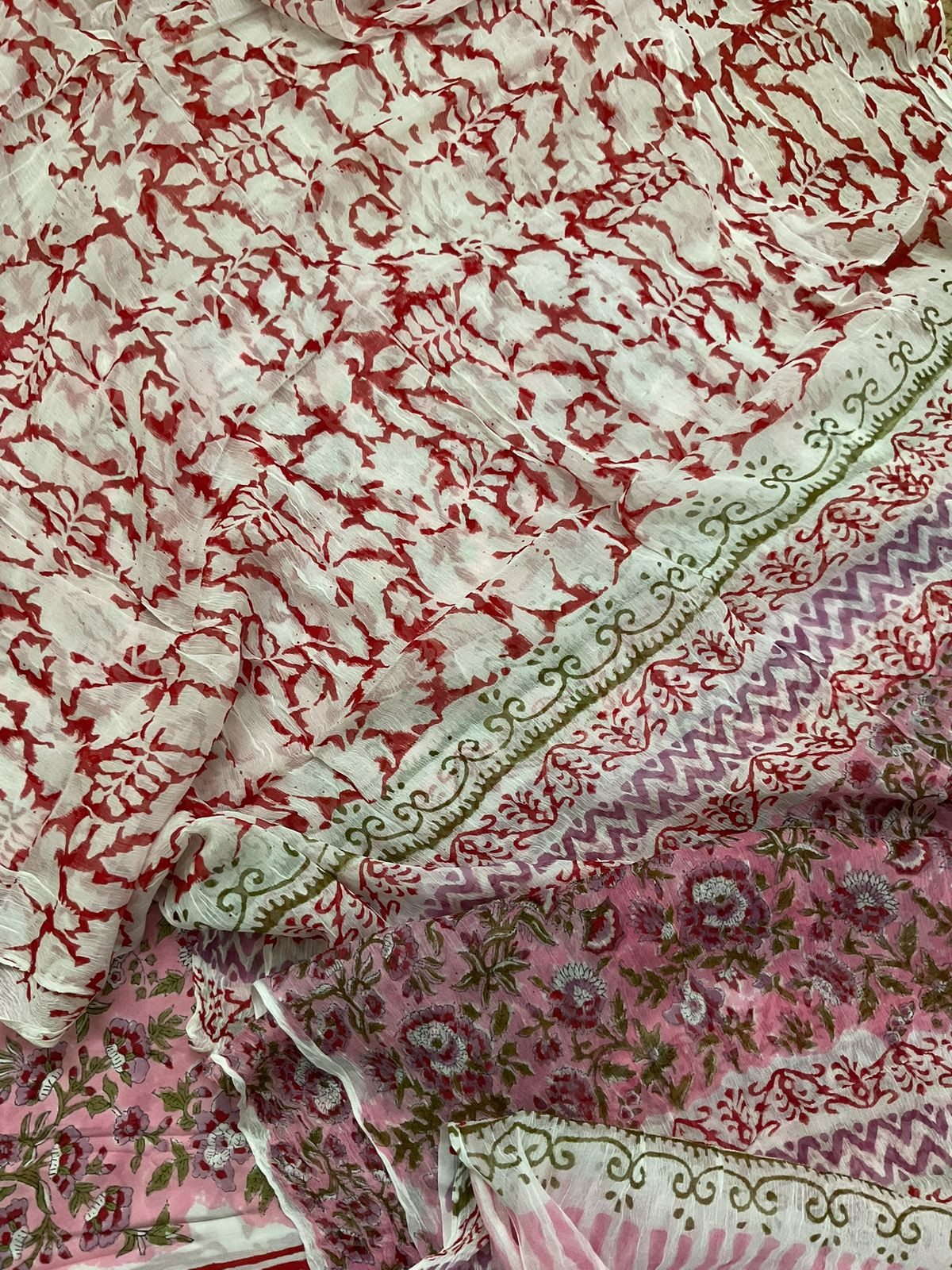 Soft Modal Silk Block Printed Suit - Pink