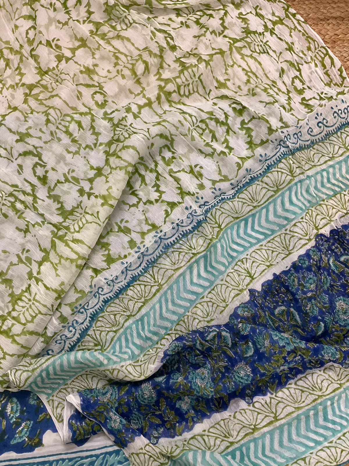 Soft Modal Silk Block Printed Suit - Blue