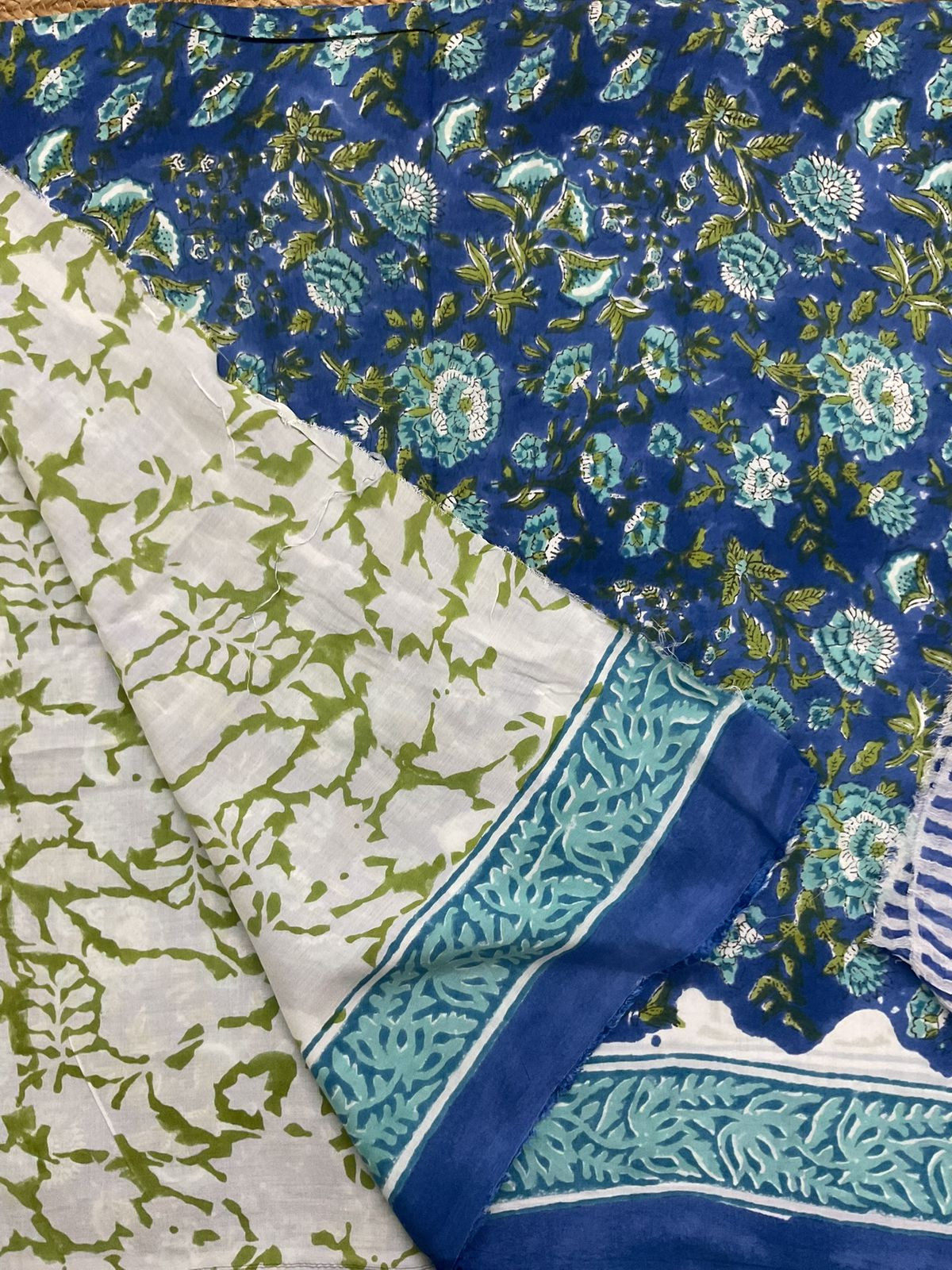 Soft Modal Silk Block Printed Suit - Blue