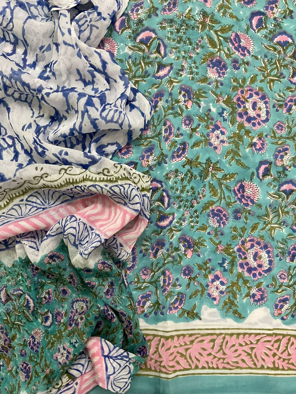 Soft Modal Silk Block Printed Suit - Pheroze