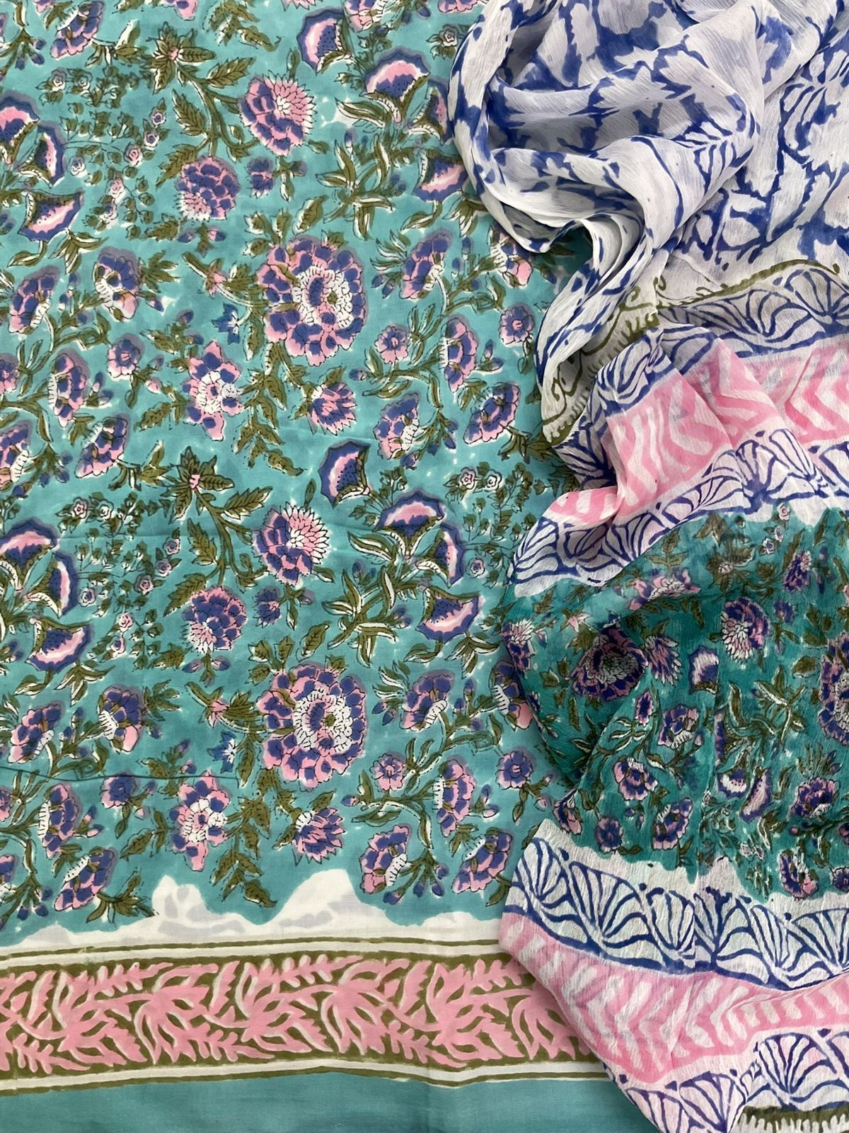 Soft Modal Silk Block Printed Suit - Pheroze