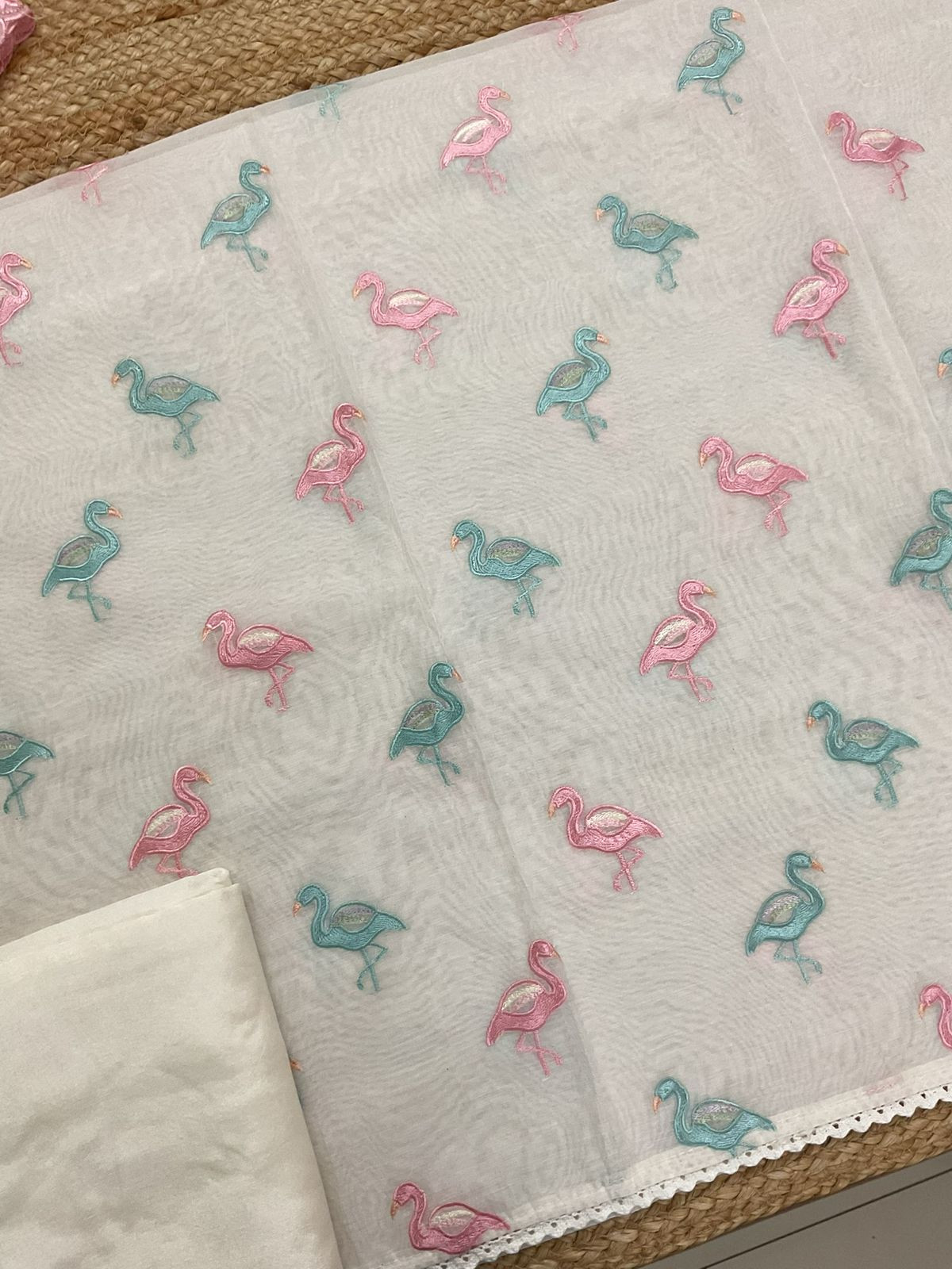 Soft Chanderi Embroidered Suit - Off White