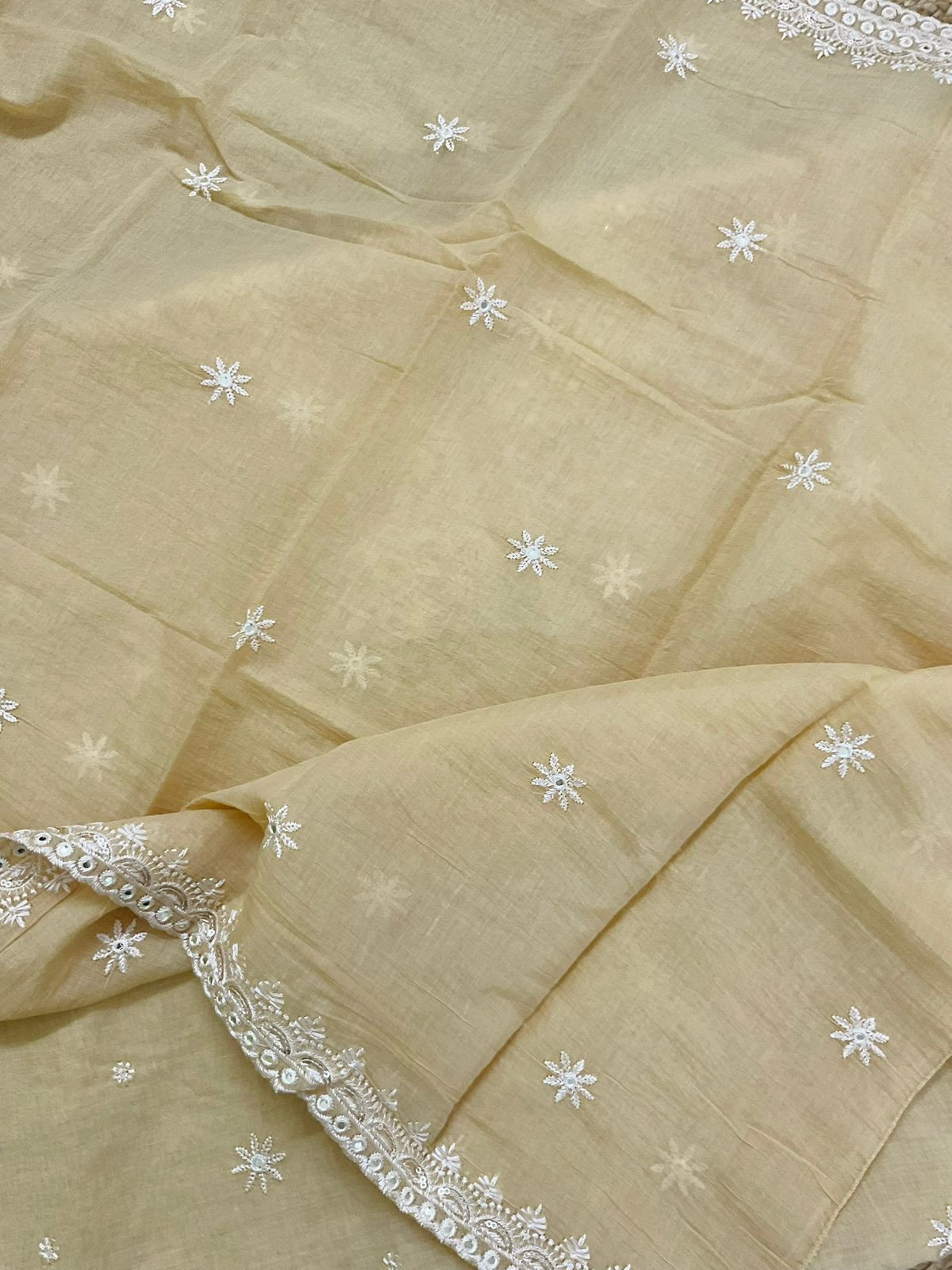 Soft Chanderi Embroidered Suit - Yellow