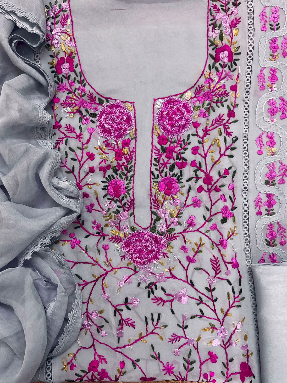 Pure Georgette Embroidered Suit - Lavender