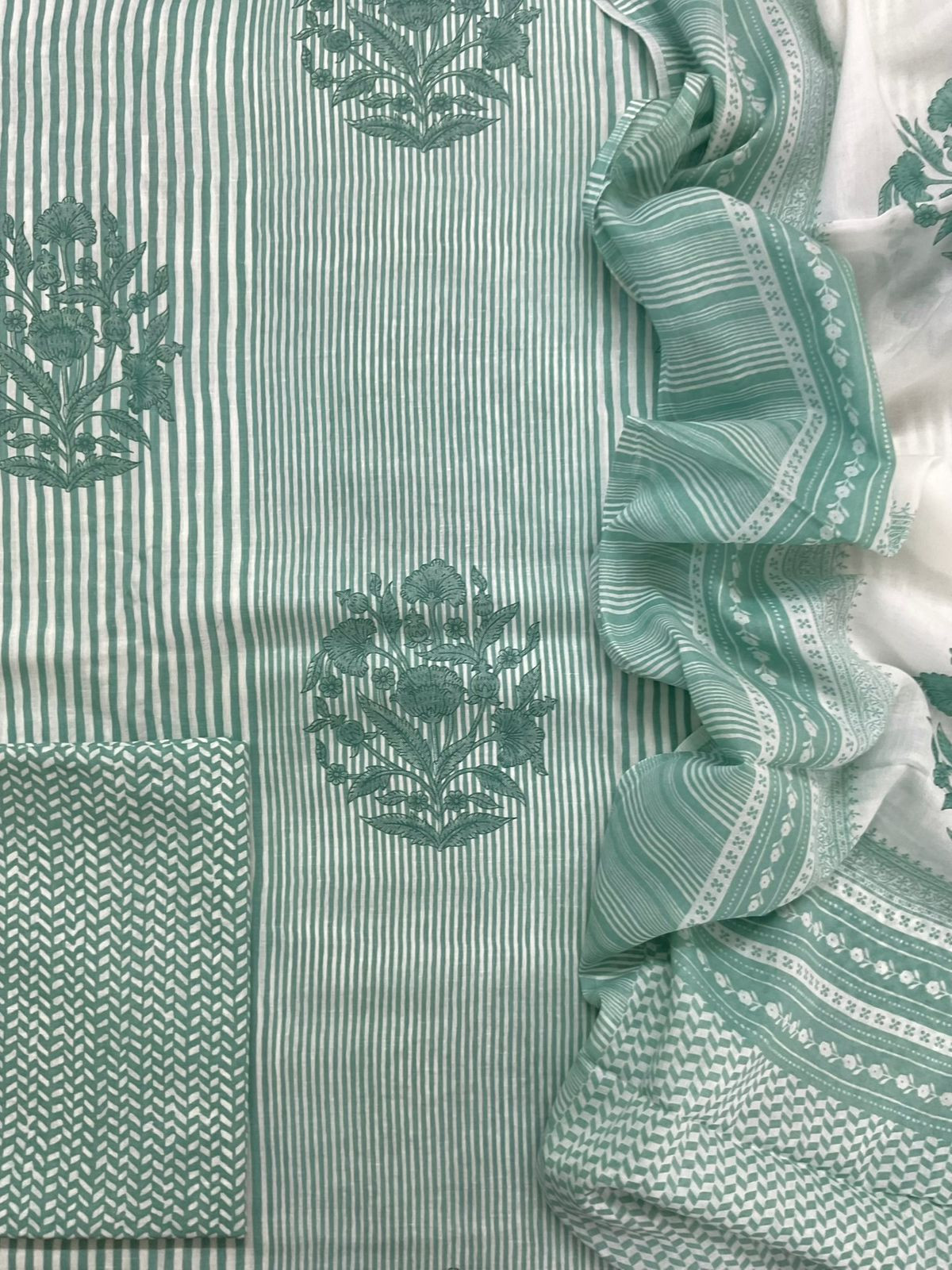 Pure Cotton Printed Suit - Green