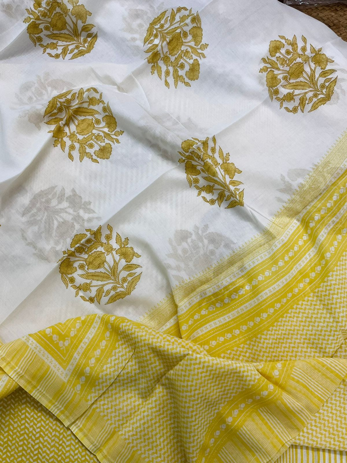 Pure Cotton Printed Suit - Yellow