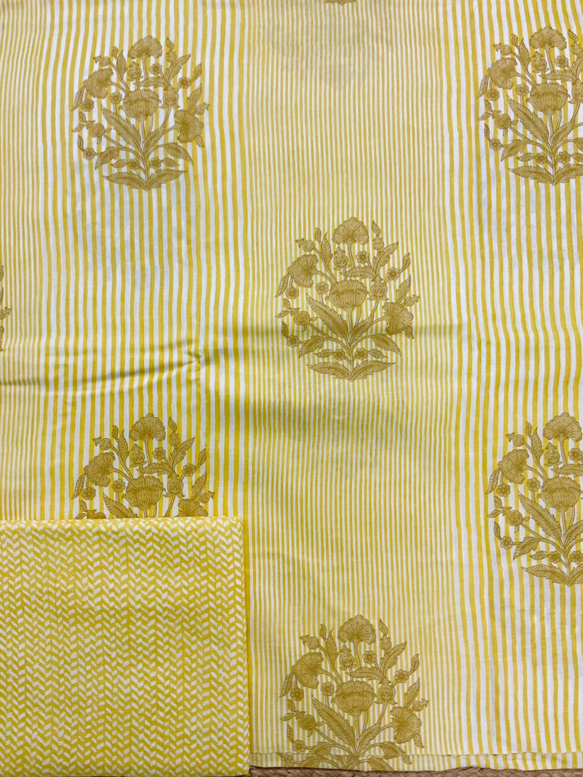 Pure Cotton Printed Suit - Yellow