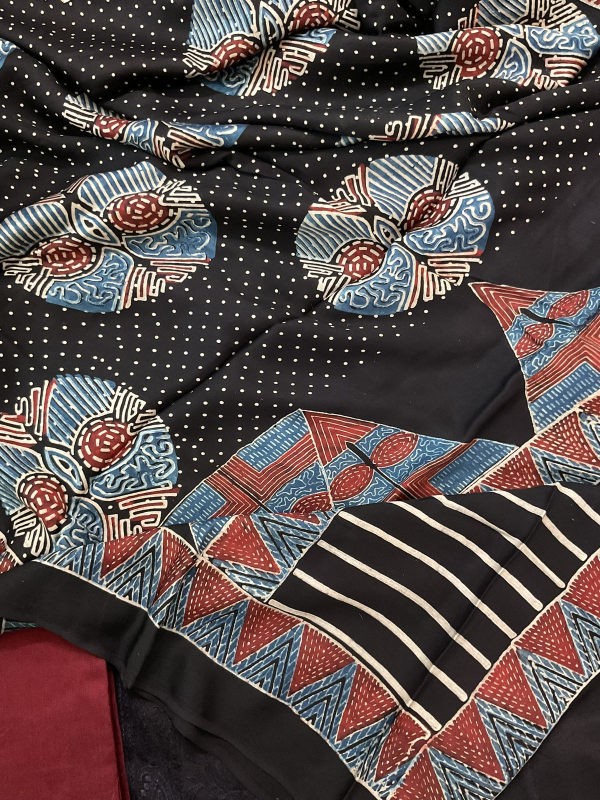 Pure Muslin Printed Embroidered Suit - Black