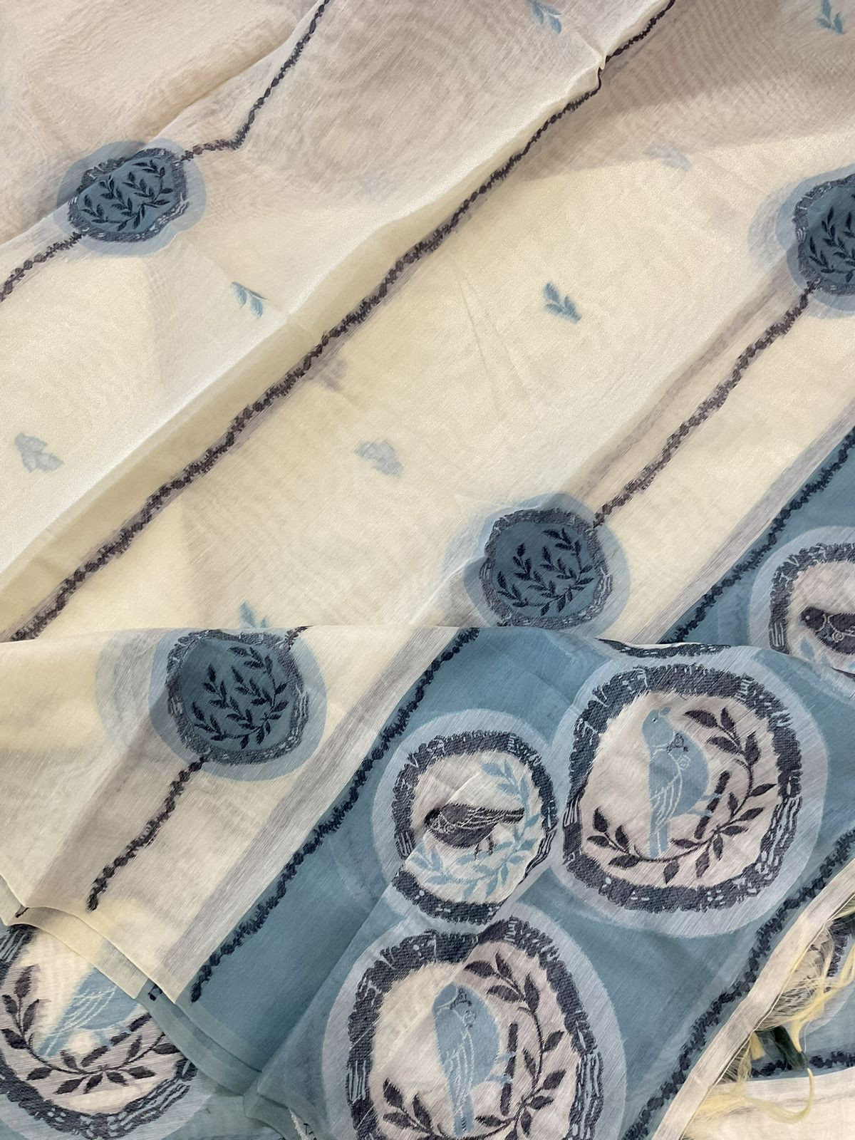 Soft Slub Chanderi Jamdani Weaved Suit - Off White