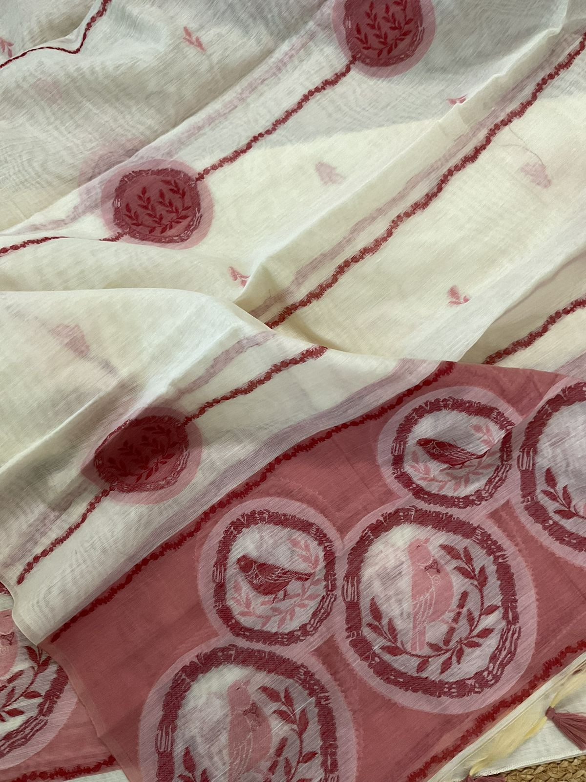 Soft Slub Chanderi Jamdani Weaved Suit - Off White