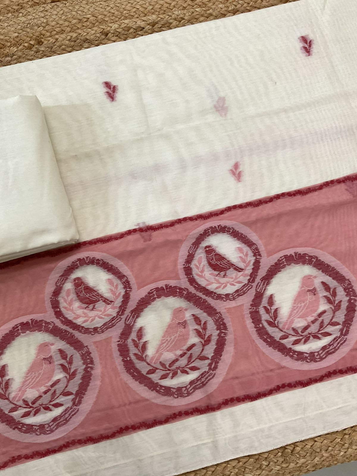 Soft Slub Chanderi Jamdani Weaved Suit - Off White
