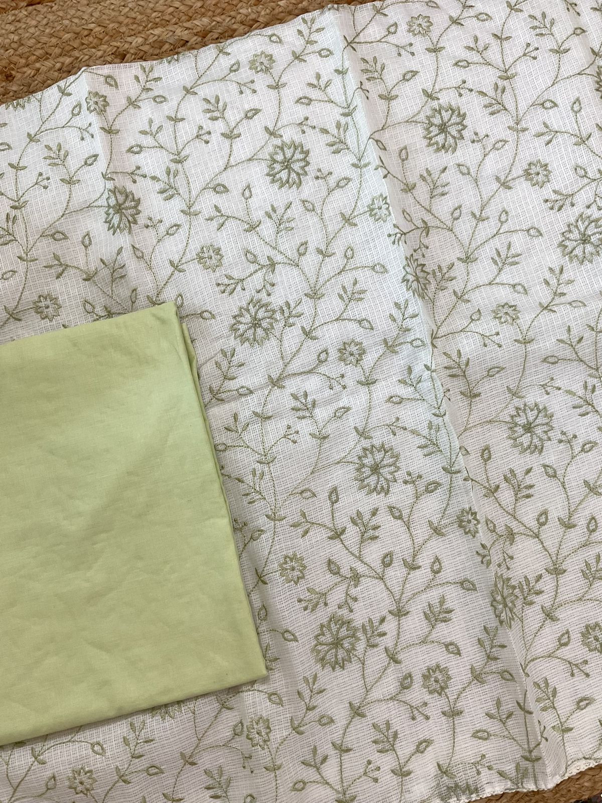 Soft Kota Silk Embroidered Suit - Off White