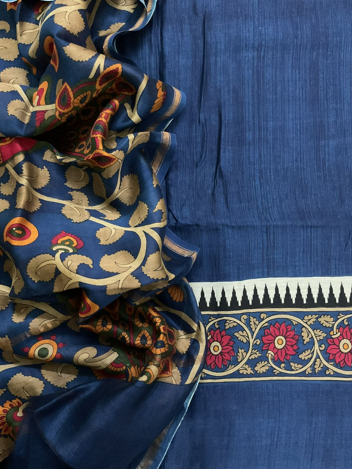 Pure Mul Chanderi Printed Suit - Blue