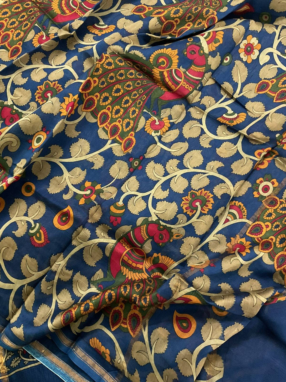 Pure Mul Chanderi Printed Suit - Blue