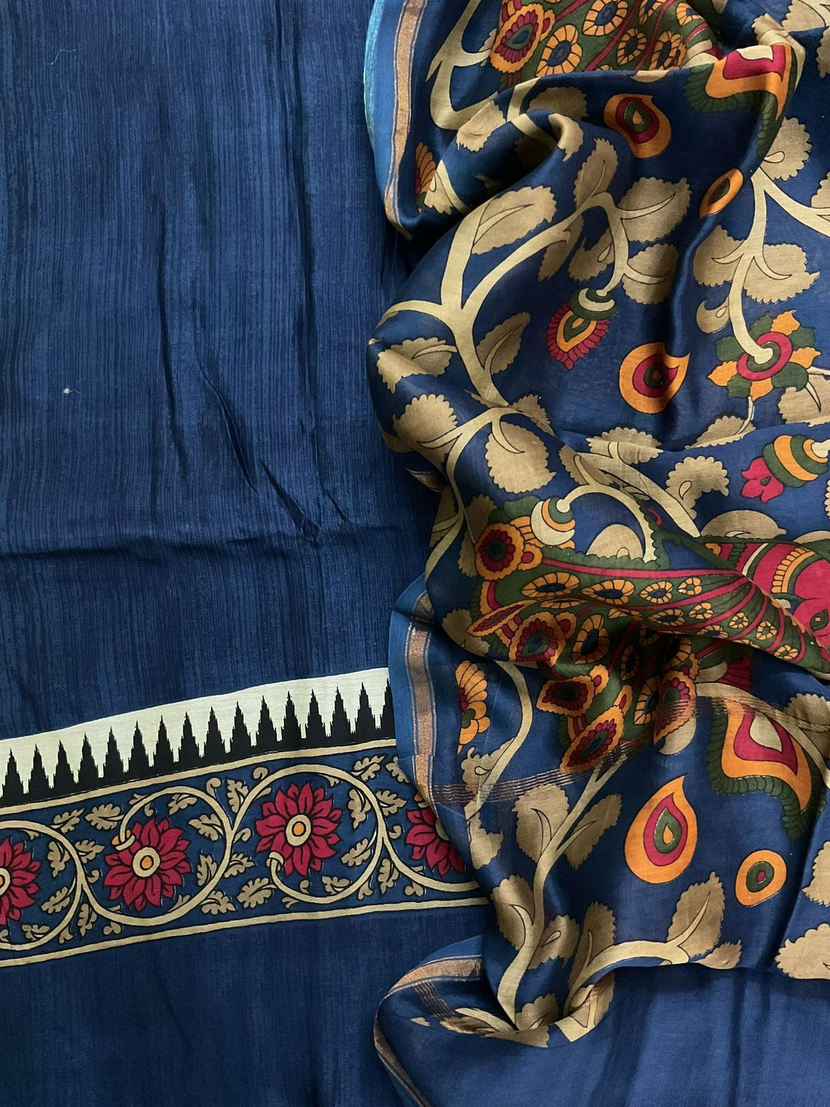 Pure Mul Chanderi Printed Suit - Blue