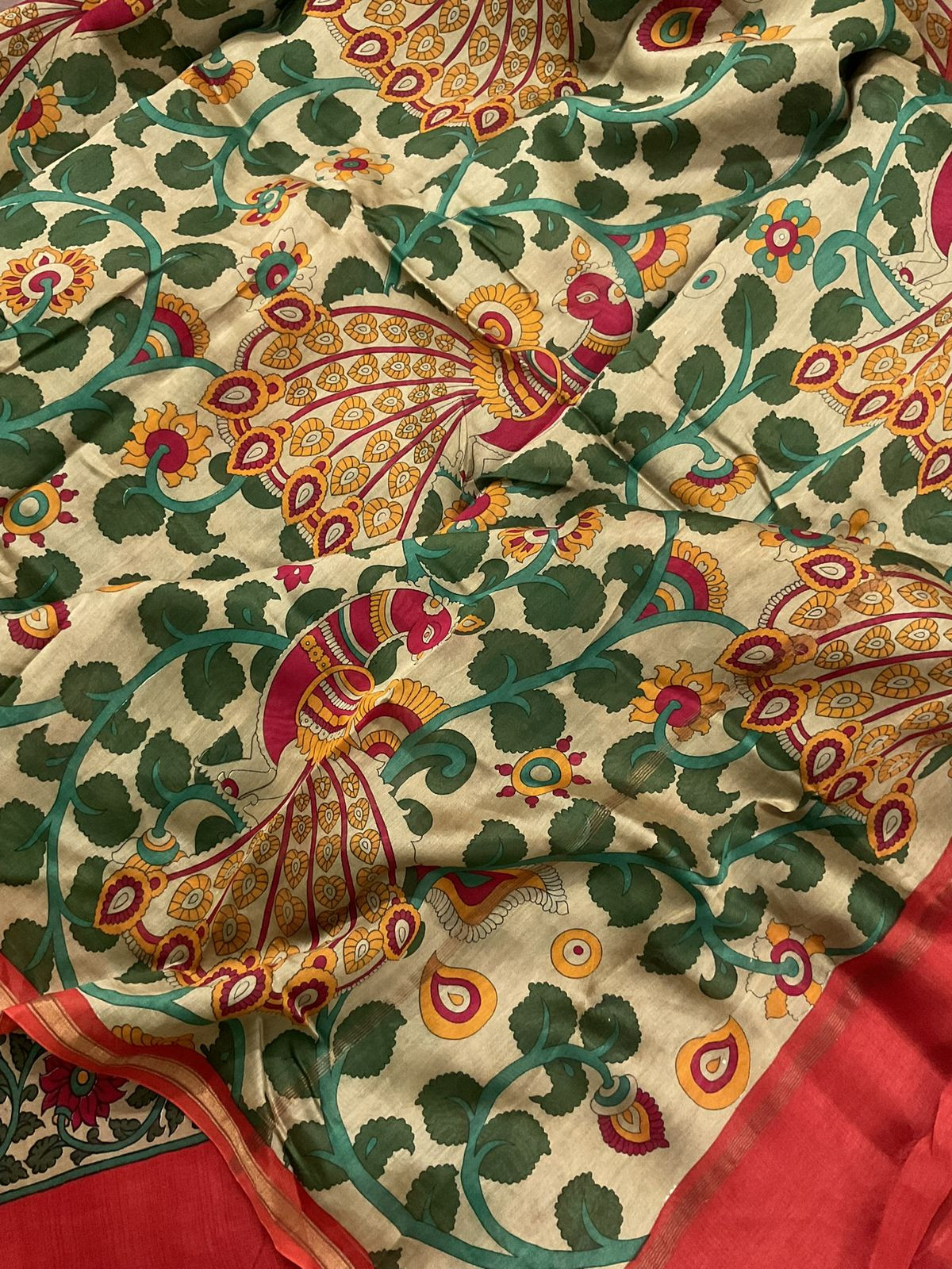 Pure Mul Chanderi Printed Suit - Orange