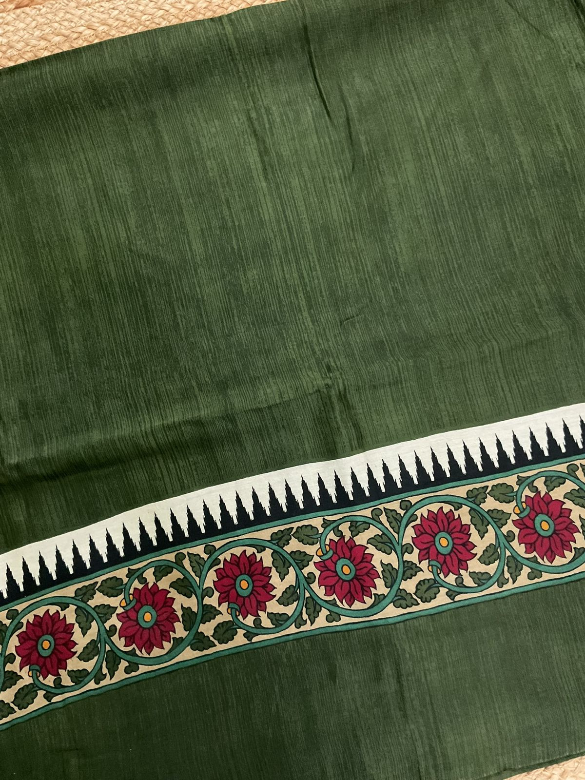 Pure Mul Chanderi Printed Suit - Green
