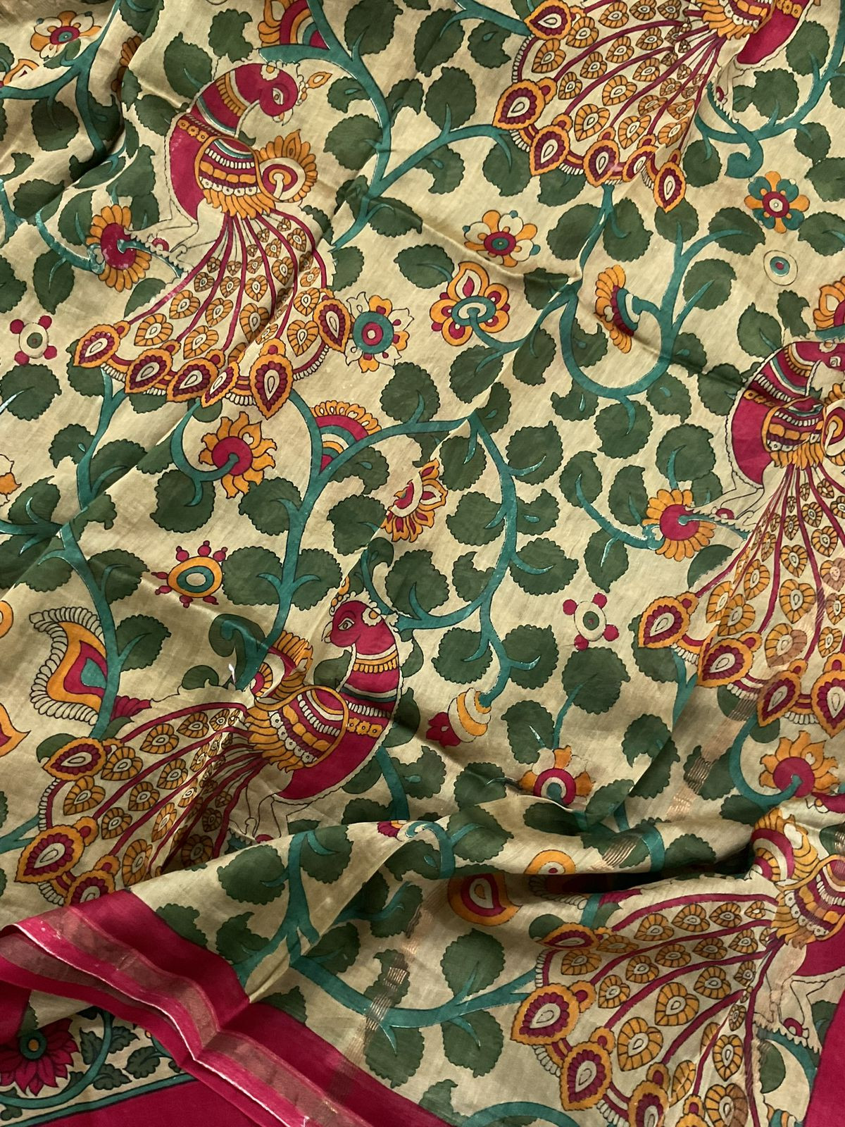 Pure Mul Chanderi Printed Suit - Red