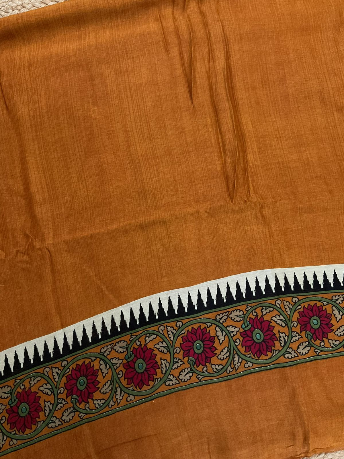 Pure Mul Chanderi Printed Suit - Dark Mustard