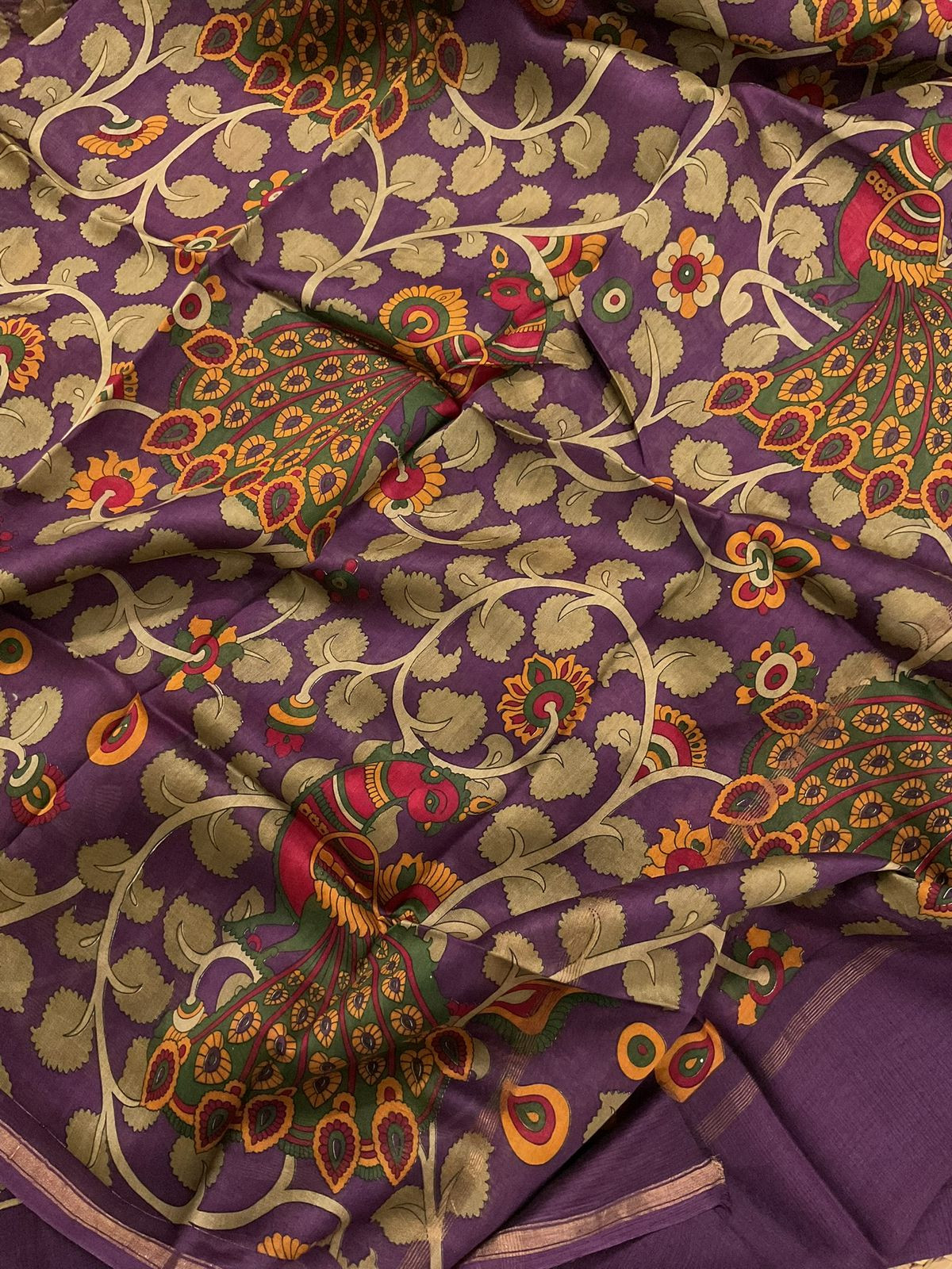 Pure Mul Chanderi Printed Suit - Violet