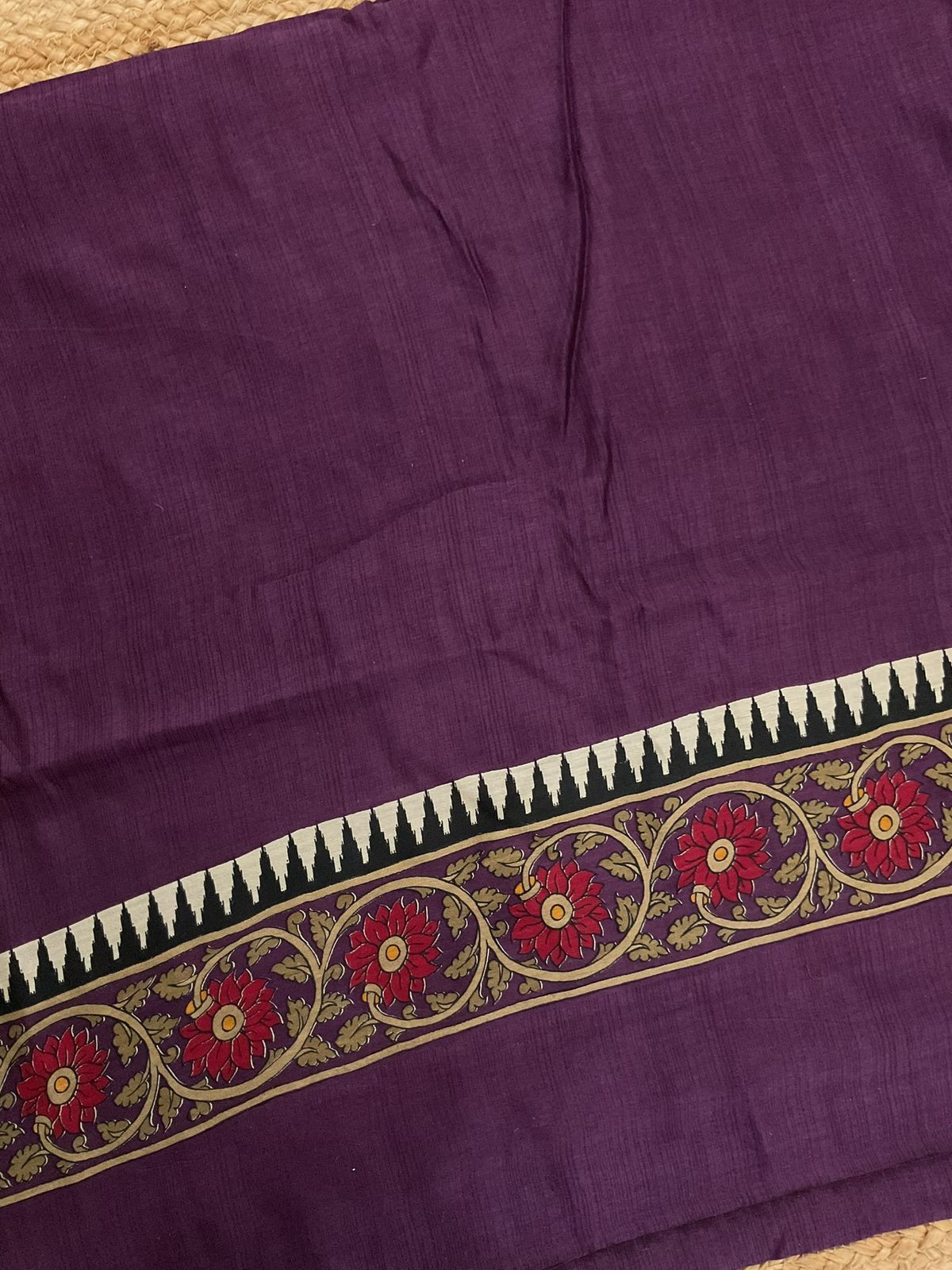Pure Mul Chanderi Printed Suit - Violet
