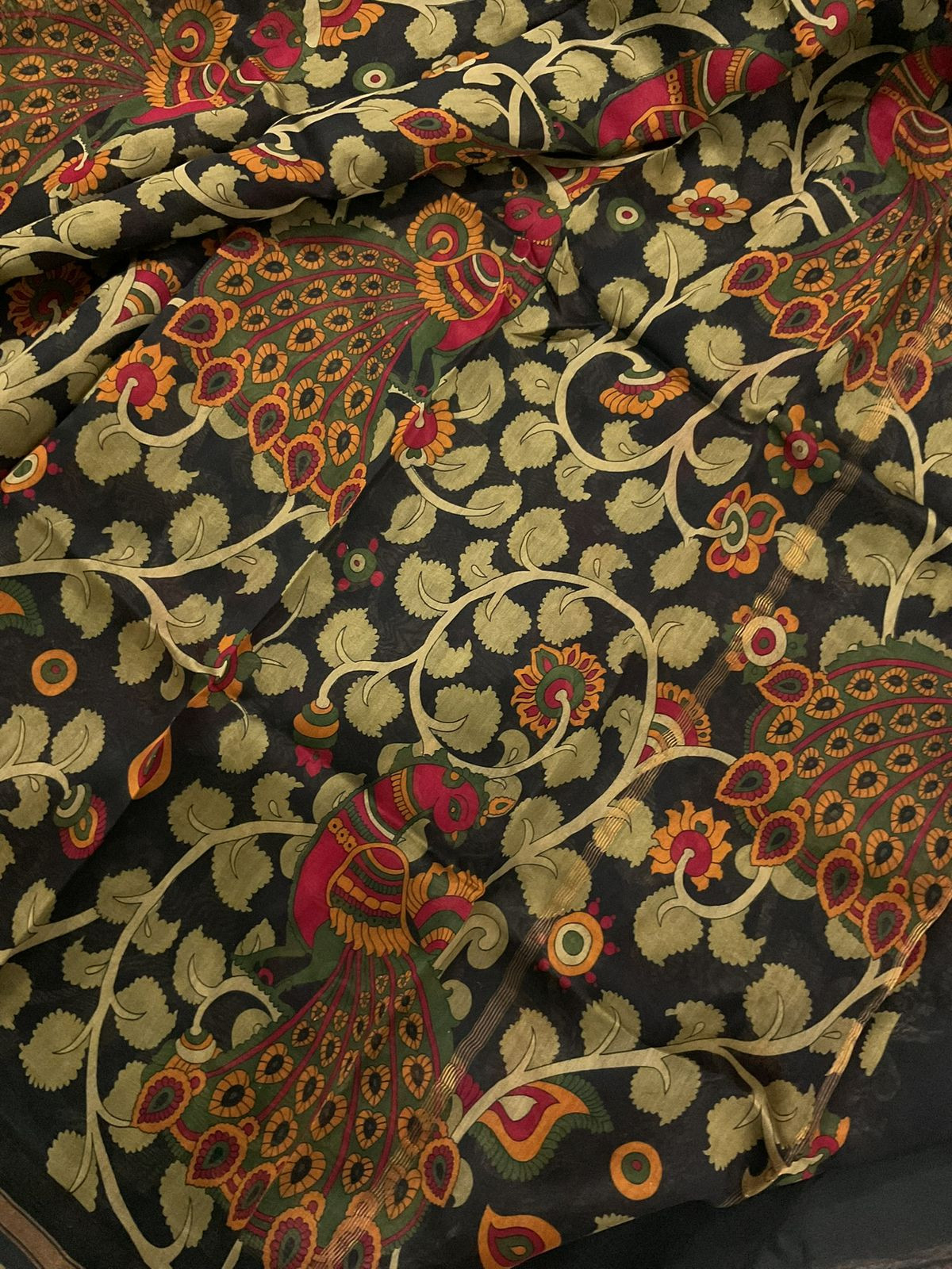 Pure Mul Chanderi Printed Suit - Black