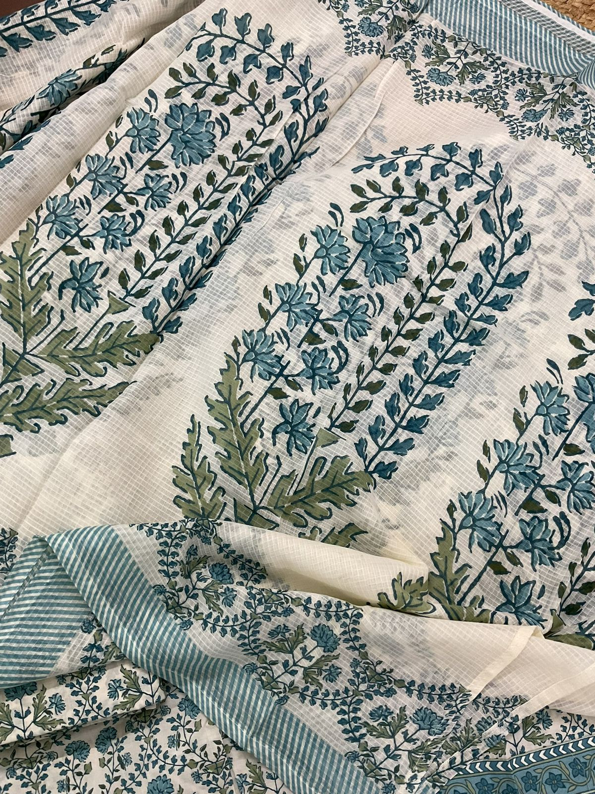 Pure Cotton Printed Embroidered Suit - Blue