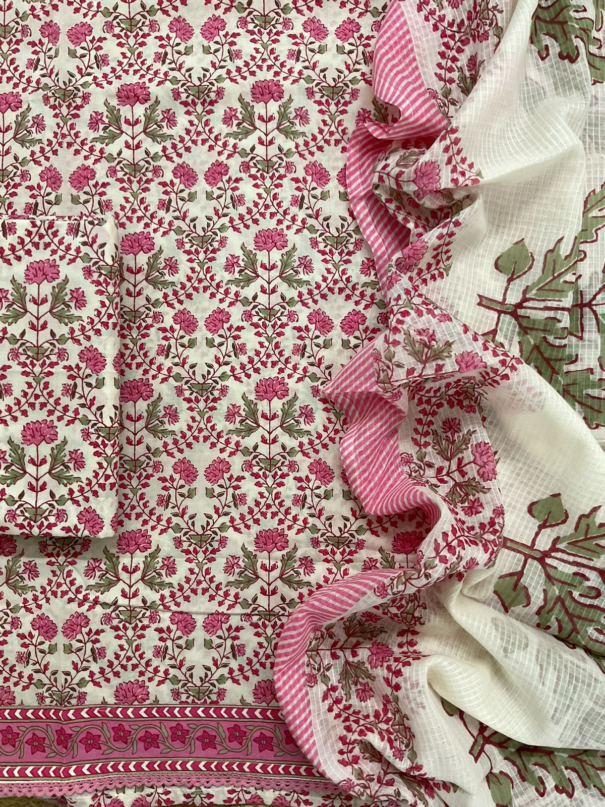 Pure Cotton Printed Embroidered Suit - Pink