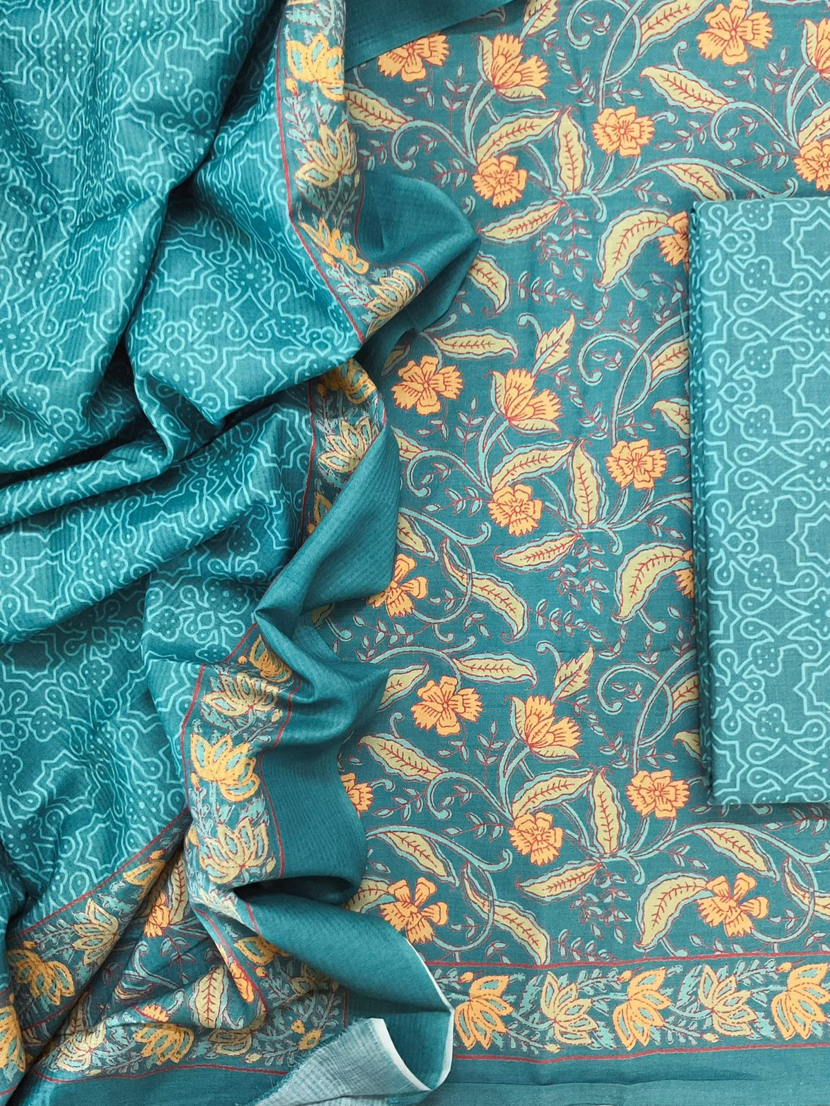 Pure Jaam Cotton Printed Suit - Blue
