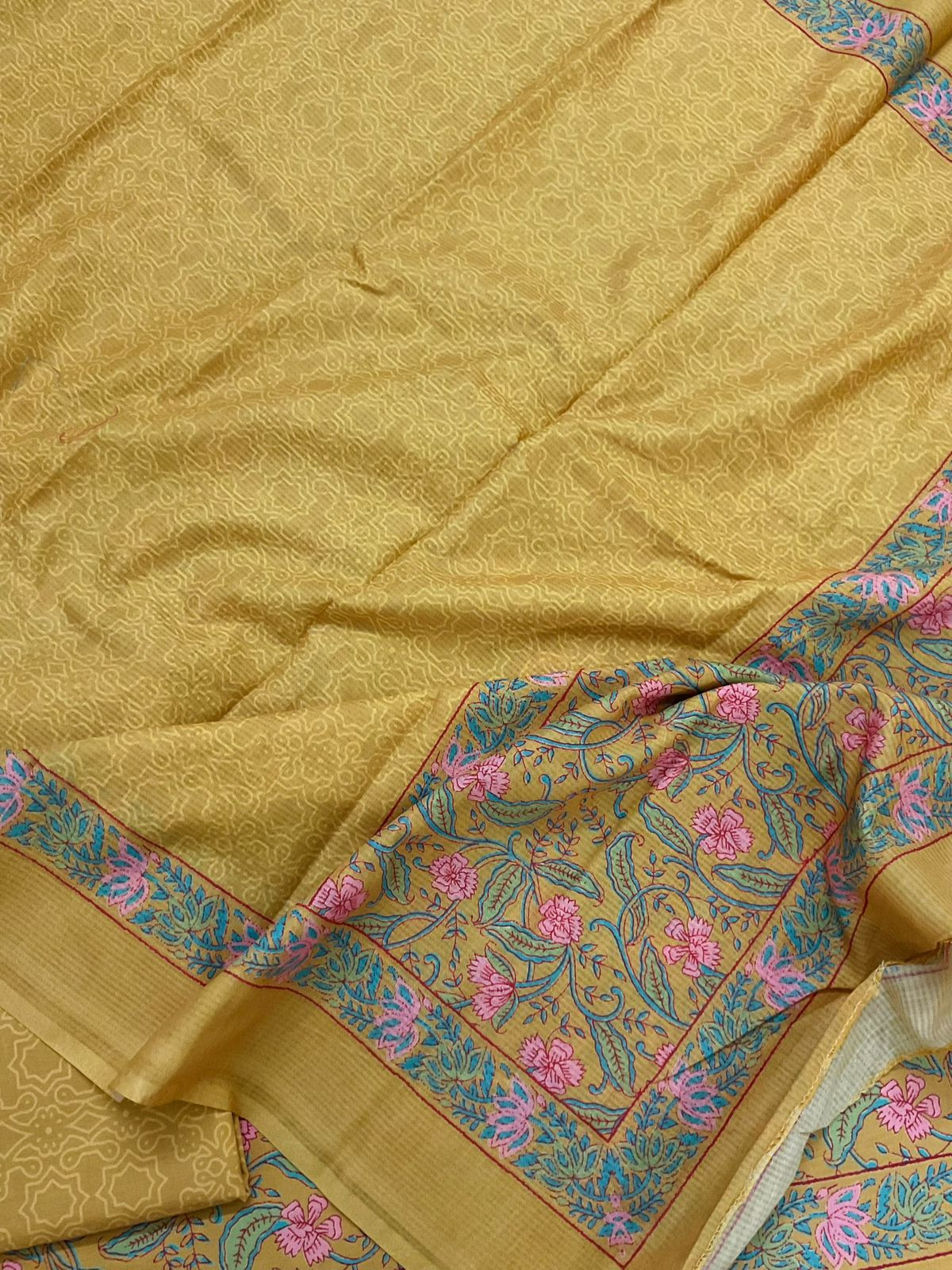 Pure Jaam Cotton Printed Suit - Musrard