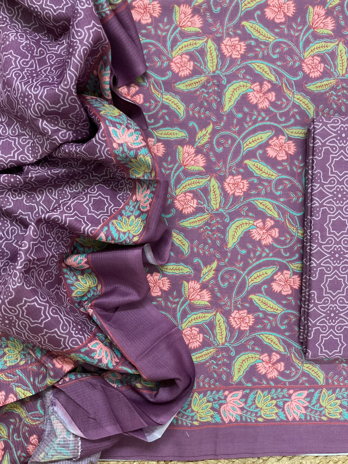 Pure Jaam Cotton Printed Suit - Purple