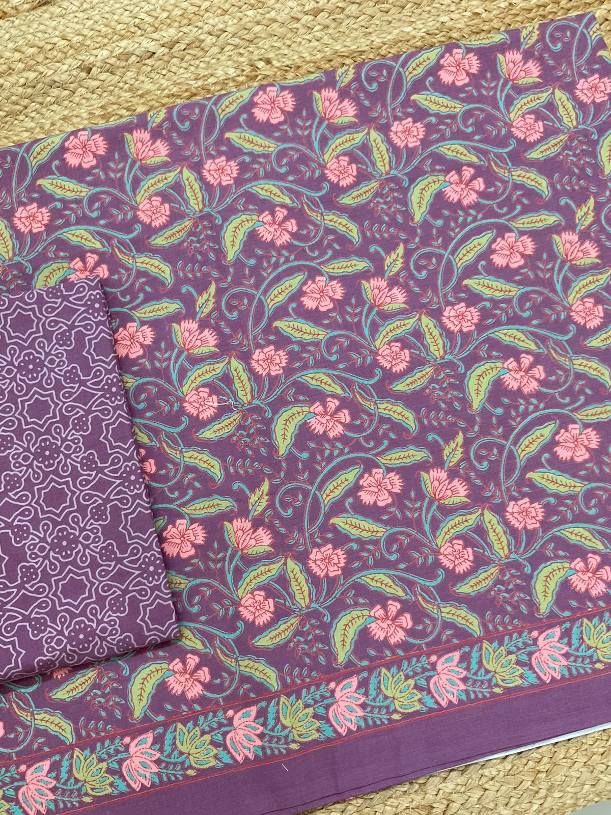 Pure Jaam Cotton Printed Suit - Purple