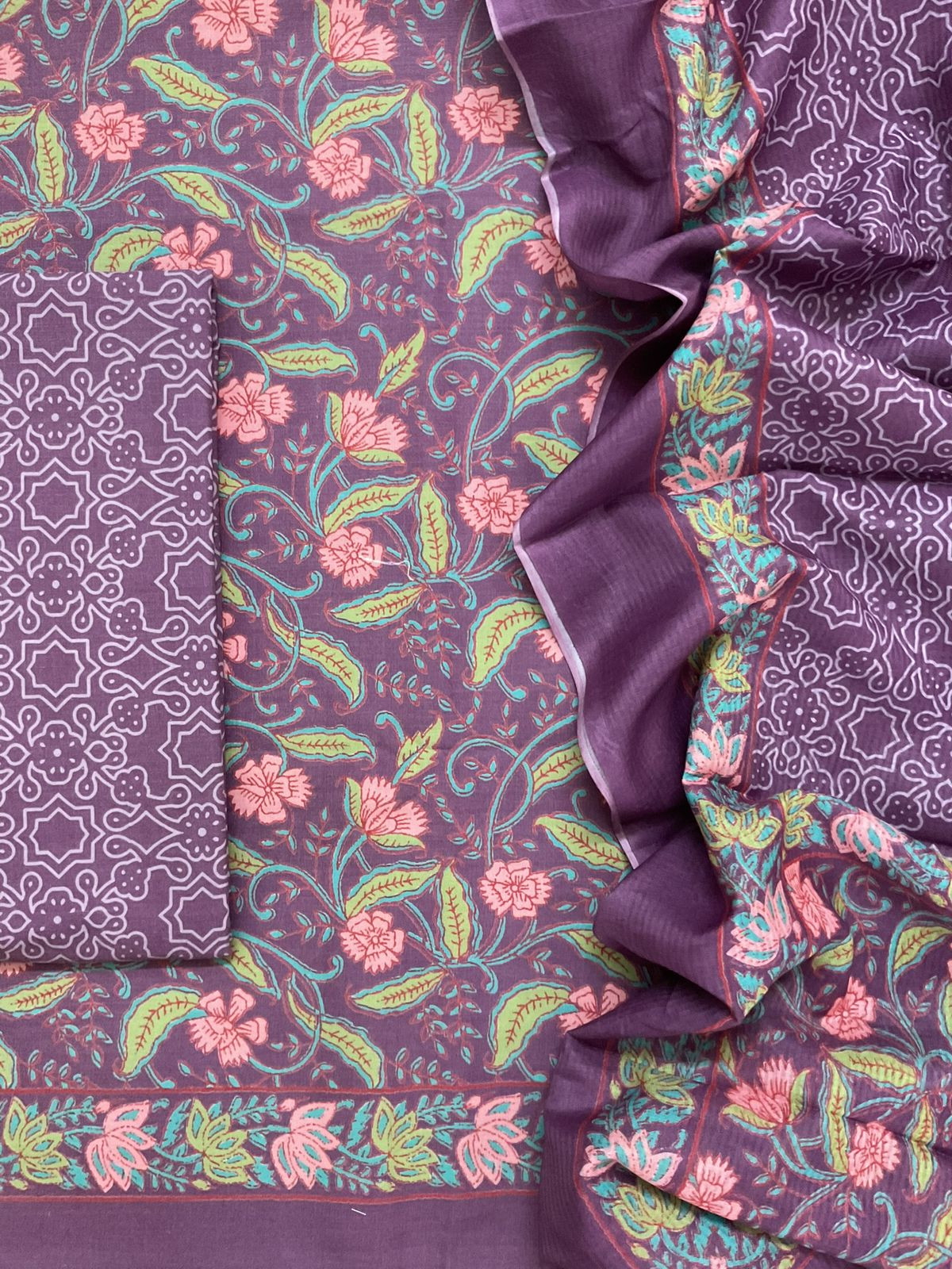 Pure Jaam Cotton Printed Suit - Purple