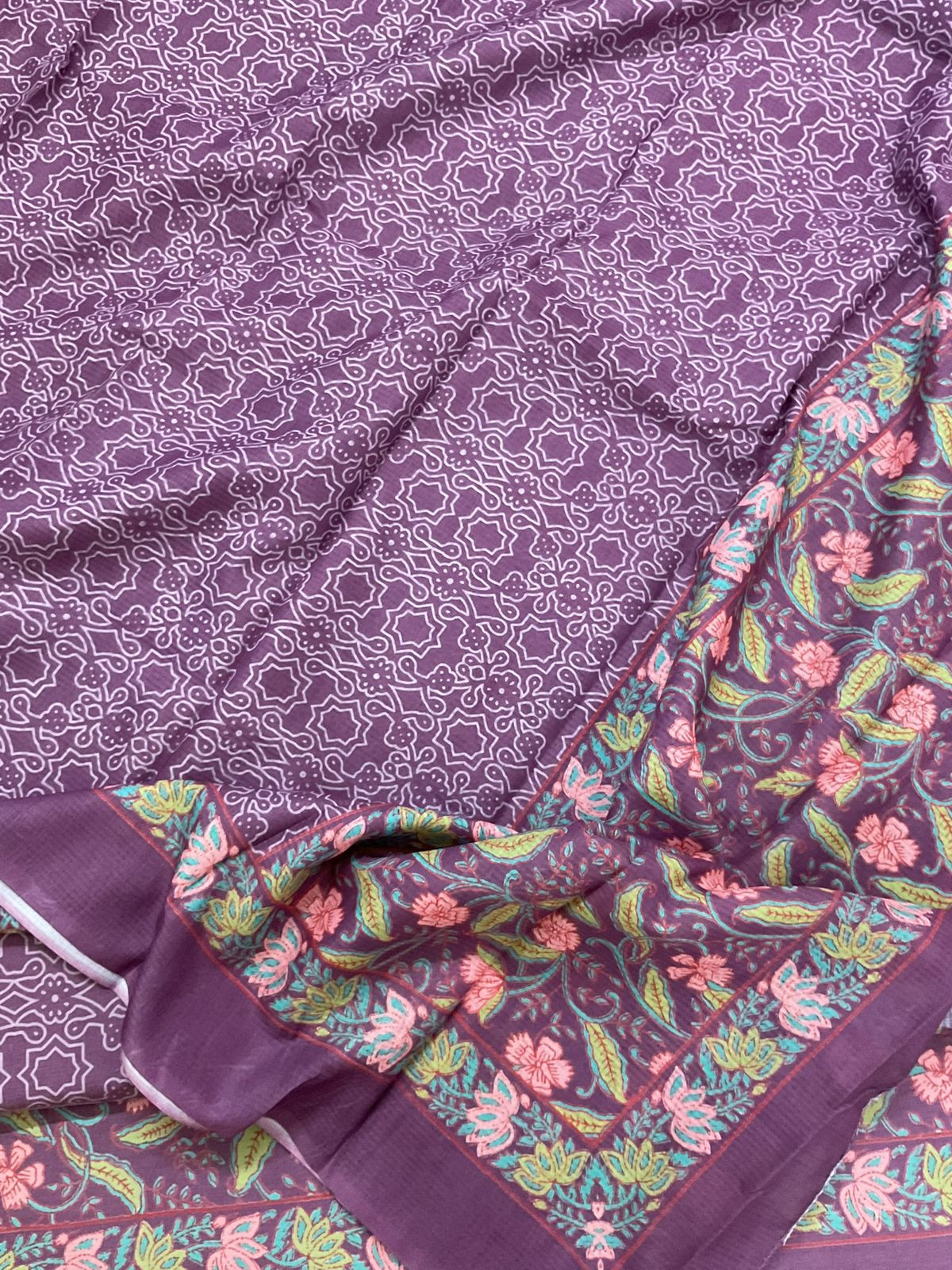 Pure Jaam Cotton Printed Suit - Purple