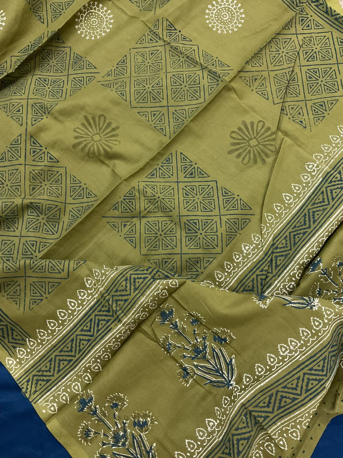 Pure Jaam Cotton Printed Embroidered Suit - Blue