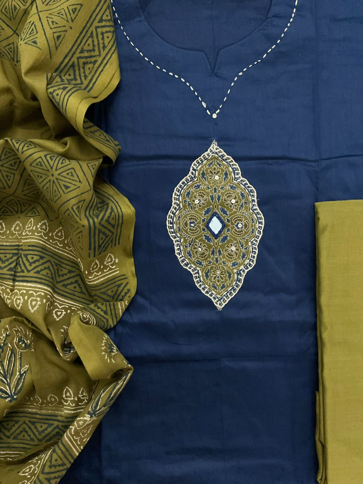 Pure Jaam Cotton Printed Embroidered Suit - Blue