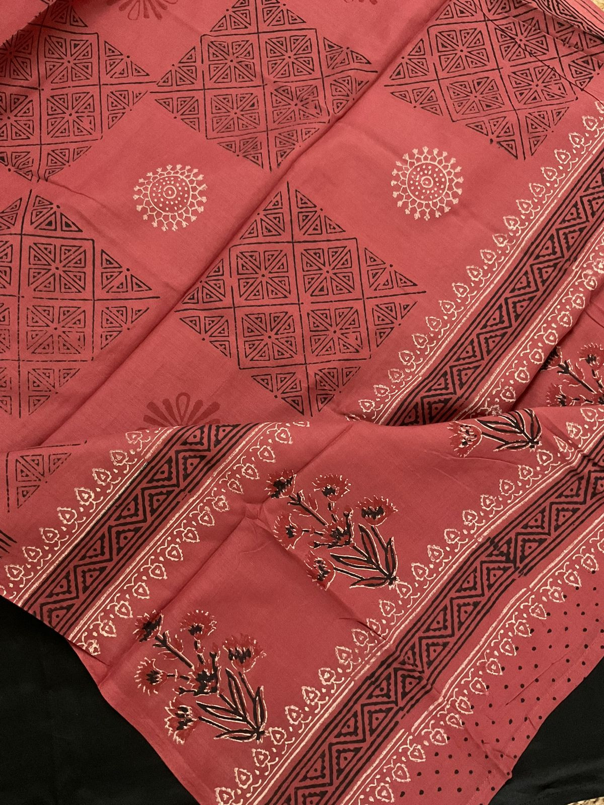 Pure Jaam Cotton Printed Embroidered Suit - Black