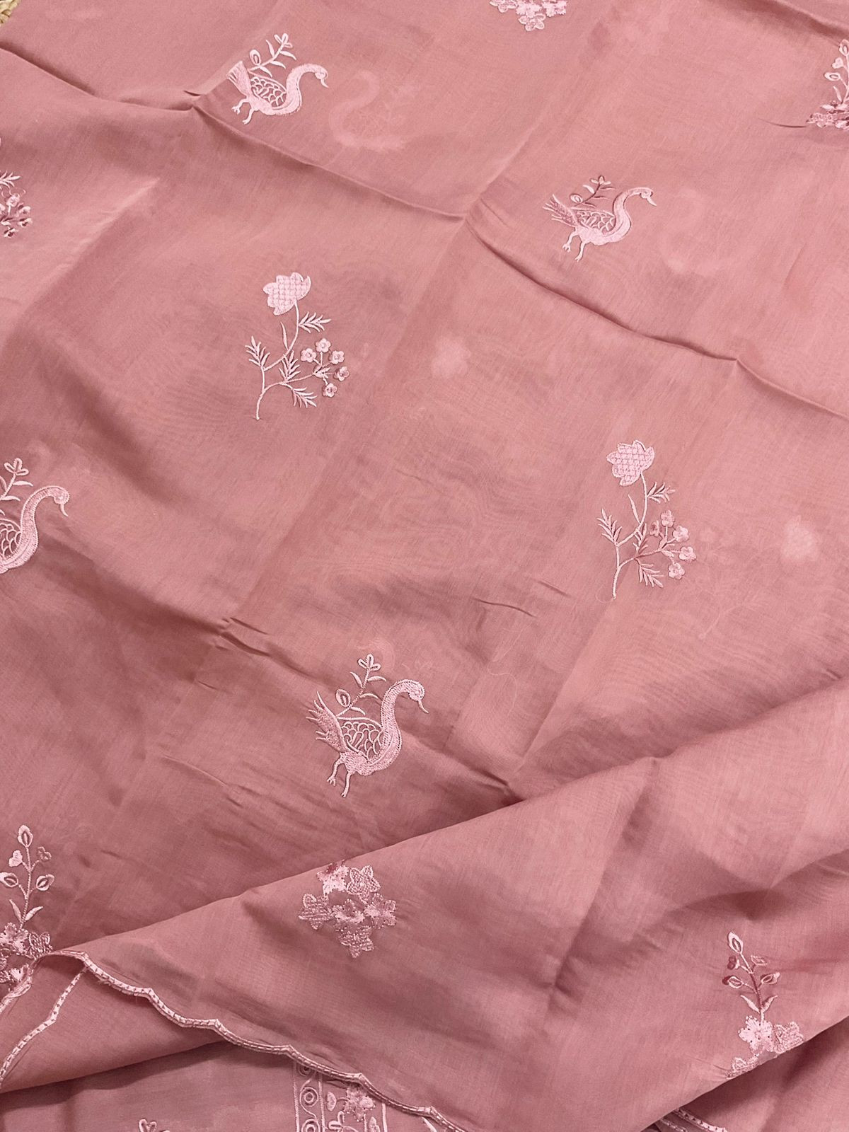 Soft Muslin Embroidered Suit - Dusty Peach
