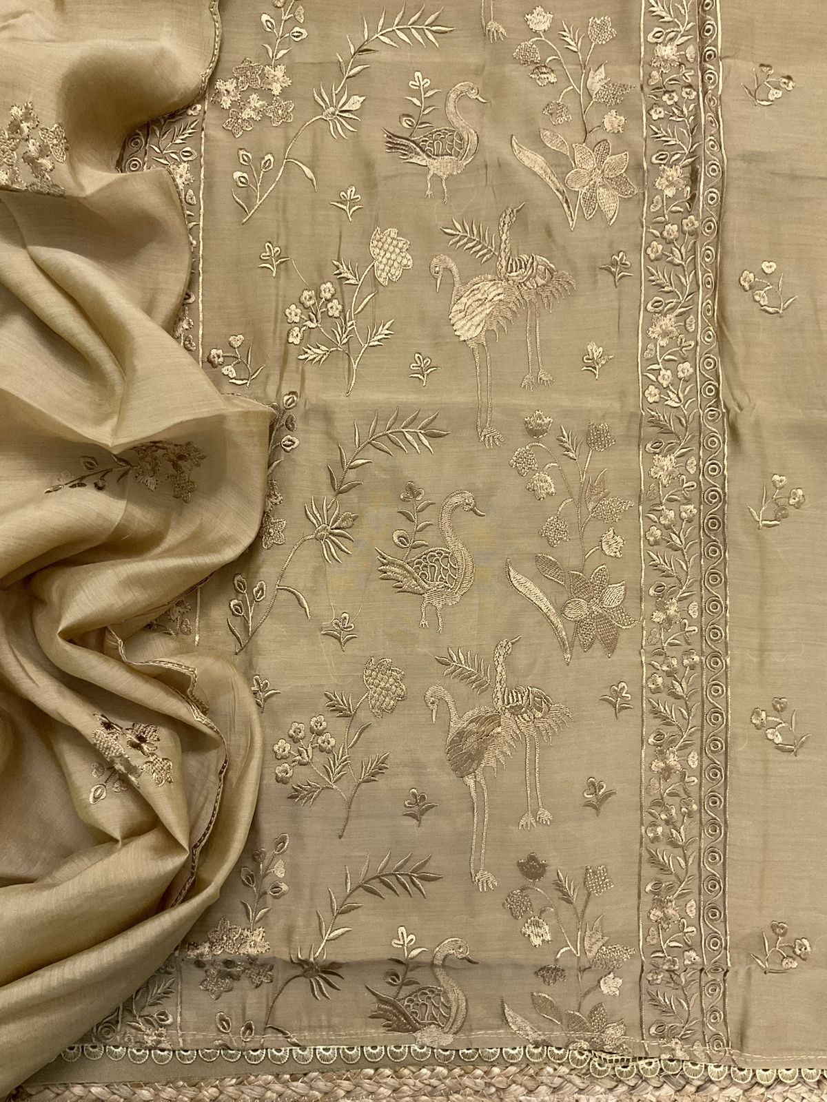 Soft Muslin Embroidered Suit - Mustard