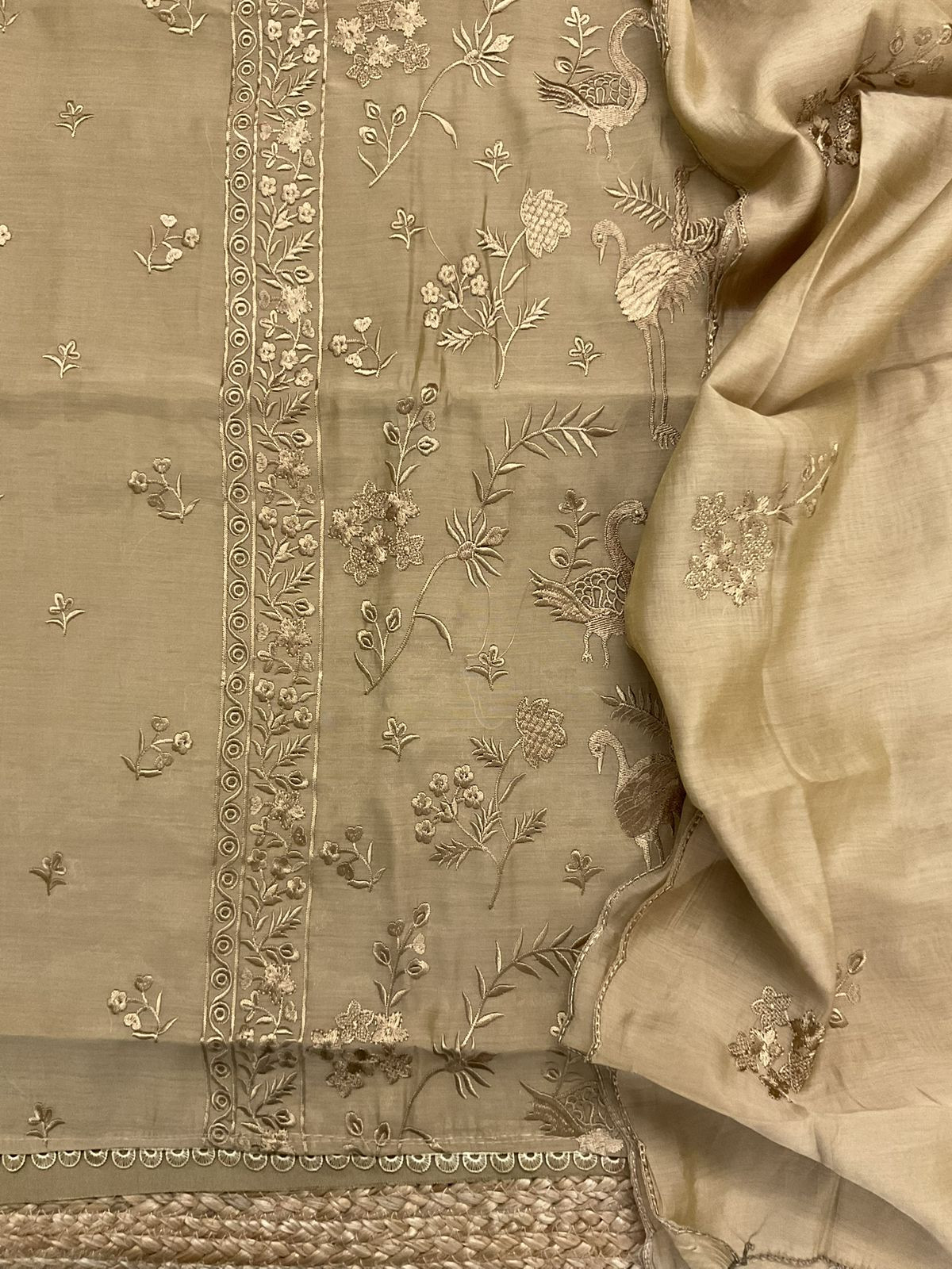 Soft Muslin Embroidered Suit - Mustard