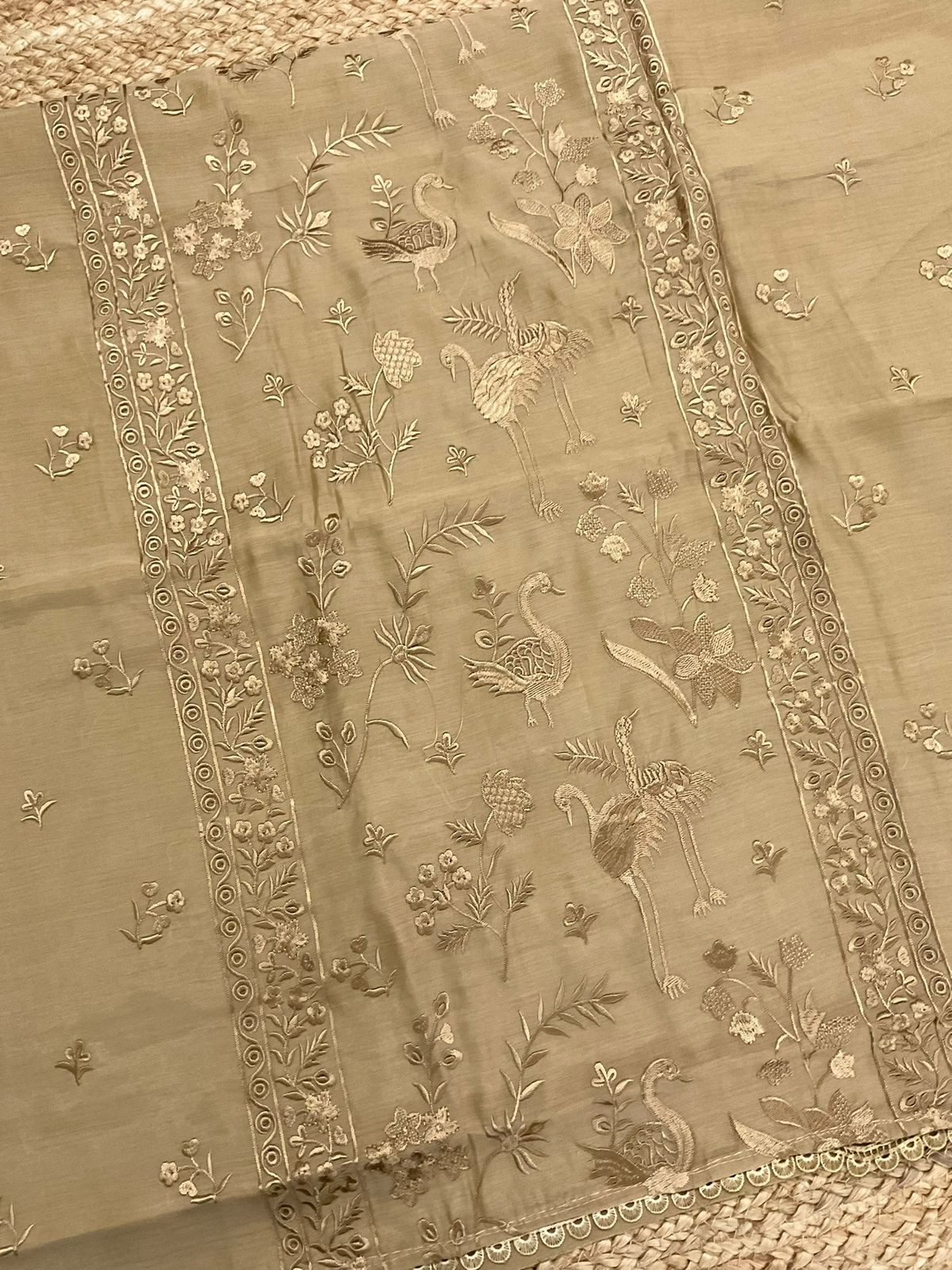 Soft Muslin Embroidered Suit - Mustard
